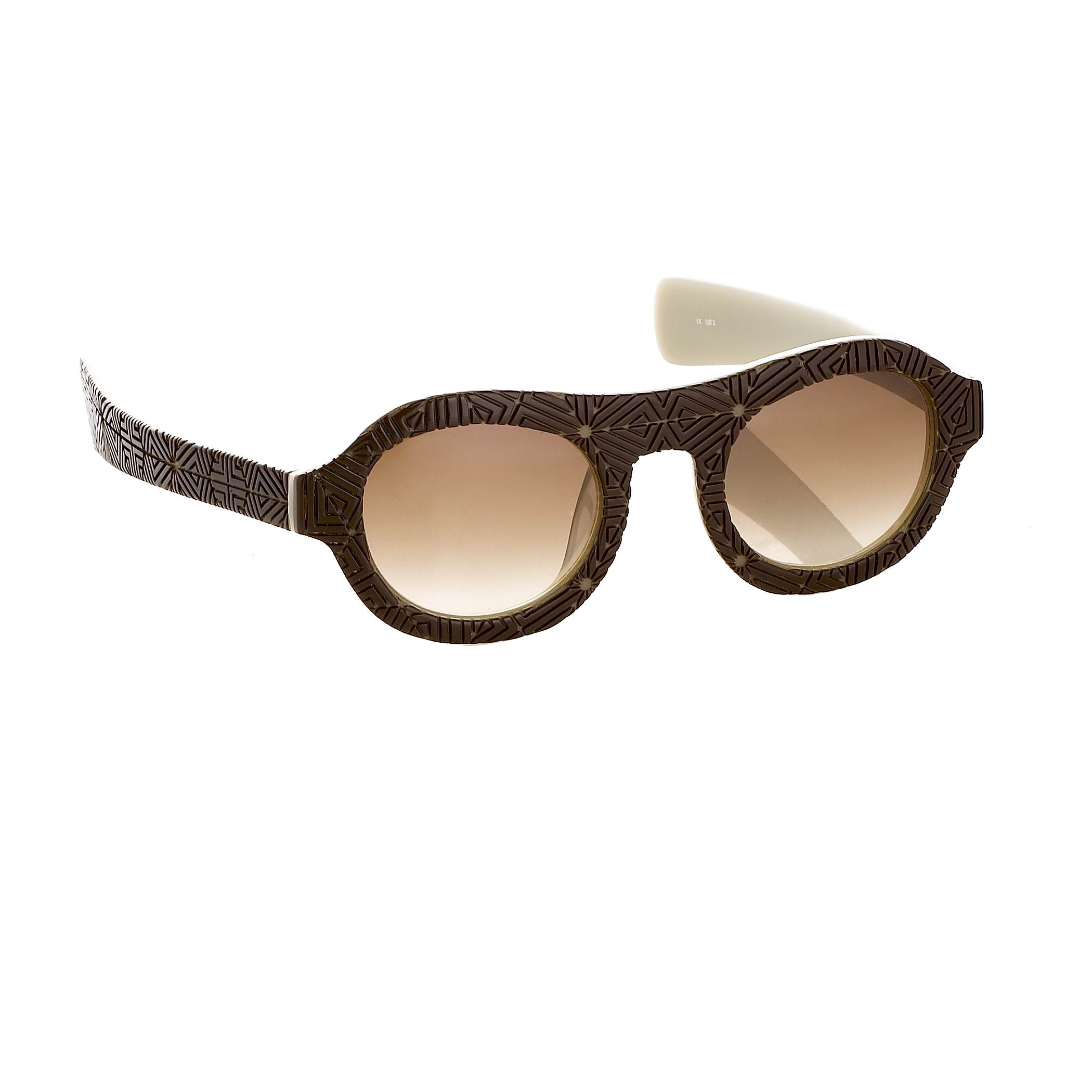 David David by Linda Farrow - Oval Solid Brown Mink Cream With Brown Lenses-GR8 Sunglasses