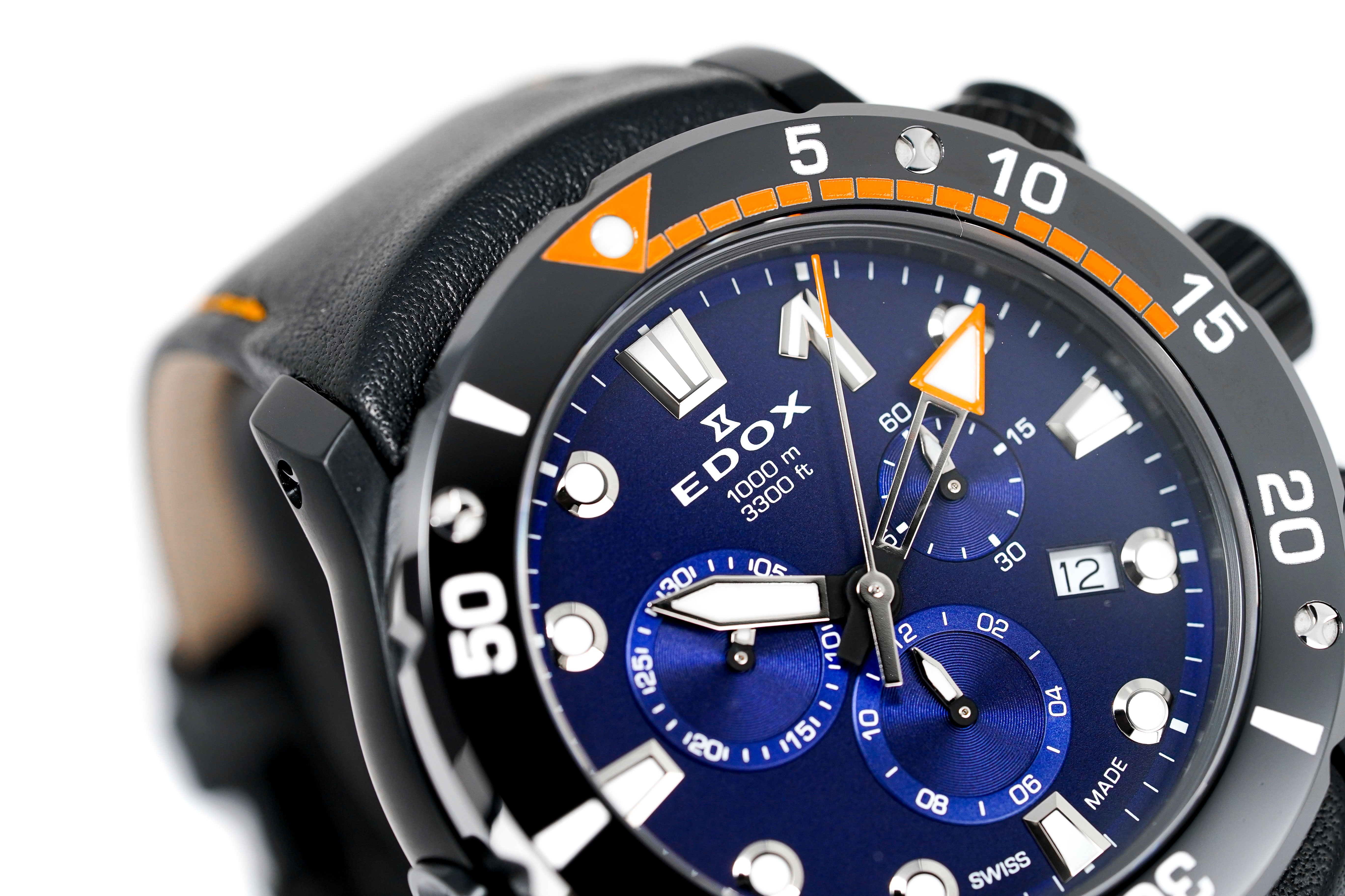 Edox Men's Watch CO-1 Chronograph Black PVD Titanium 10242-TINNO-BUIN-GR8 Sunglasses