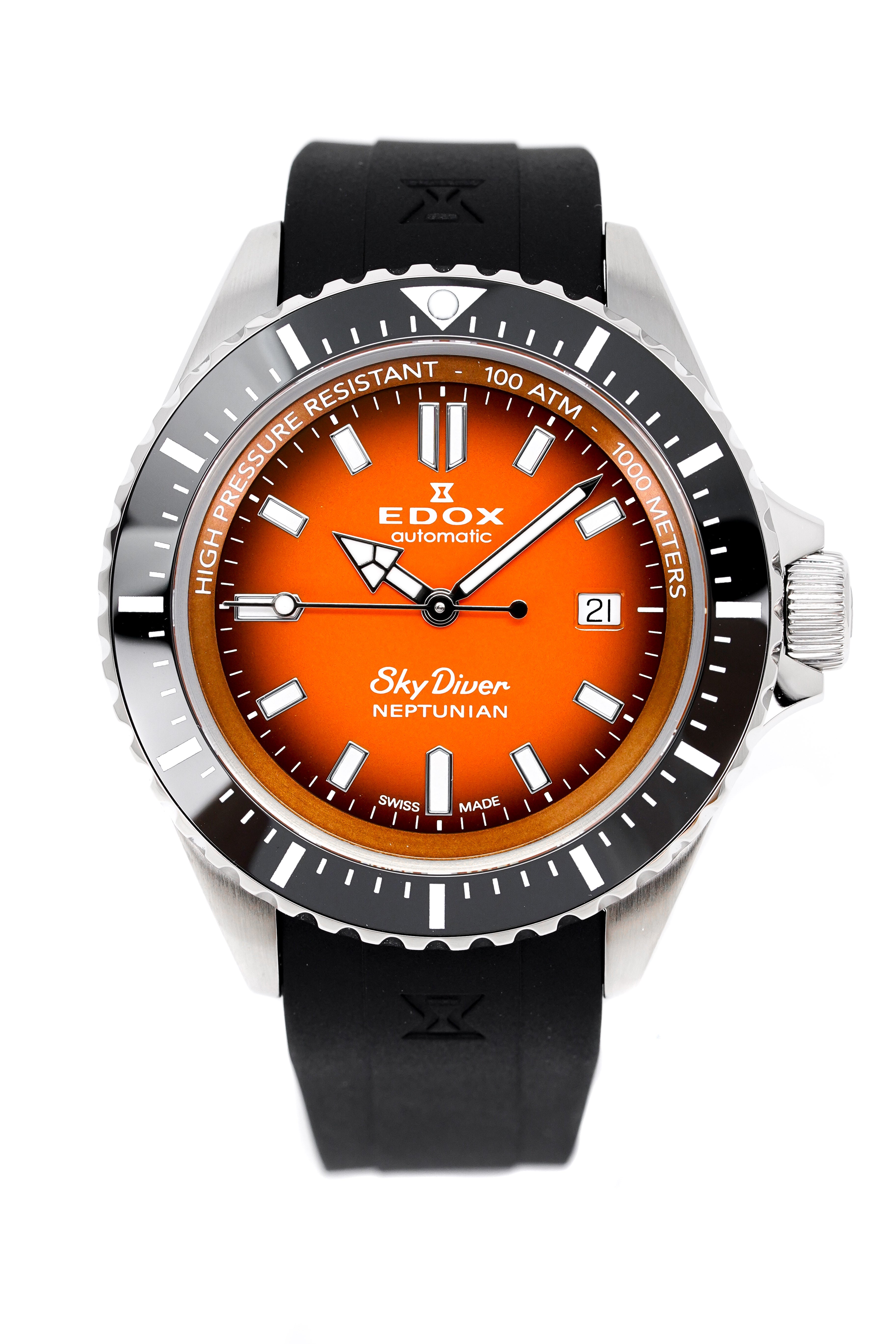 Edox Men's Watch Neptunian Sky Diver Automatic Orange 80120-3NCA-ODN-GR8 Sunglasses