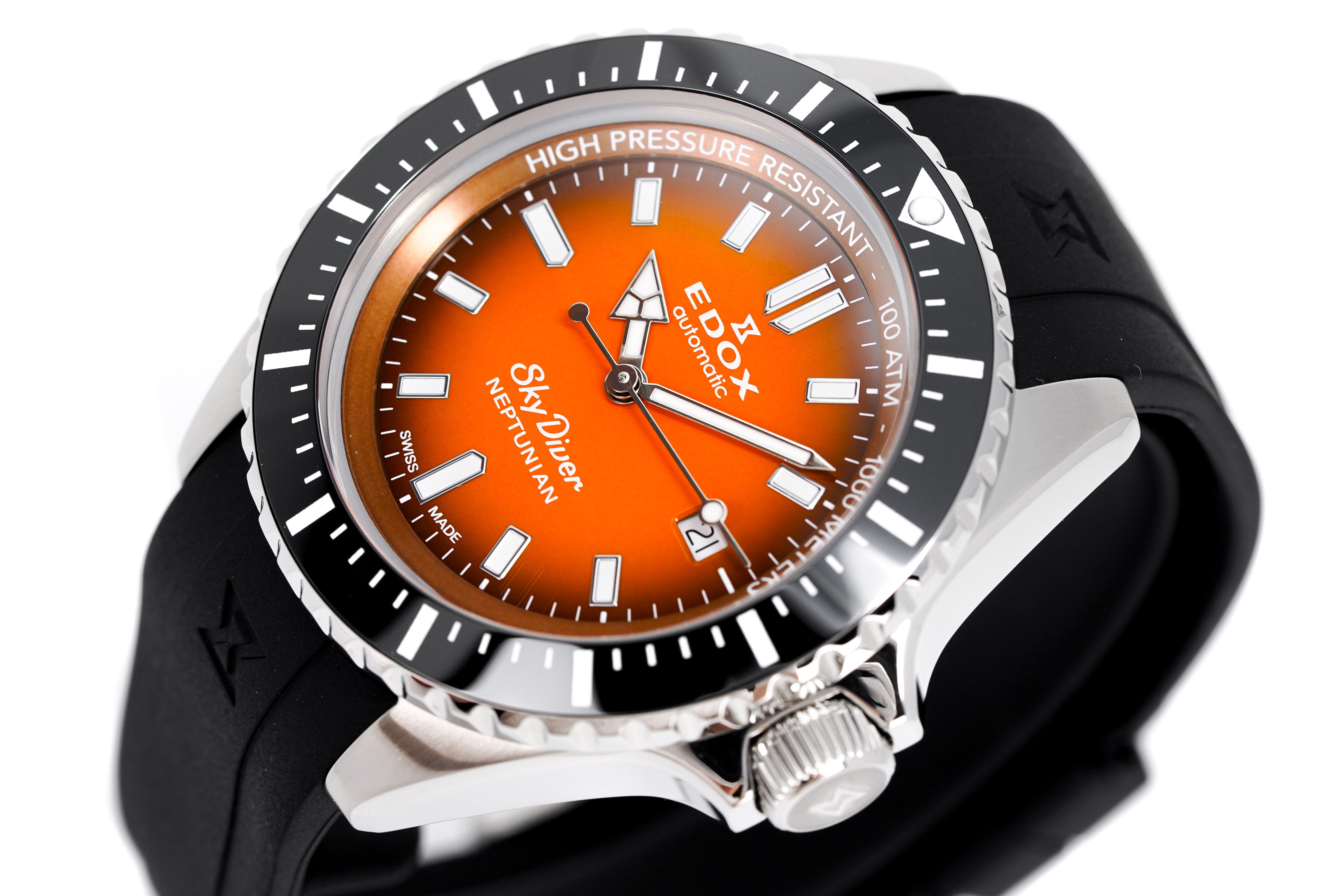 Edox Men's Watch Neptunian Sky Diver Automatic Orange 80120-3NCA-ODN-GR8 Sunglasses