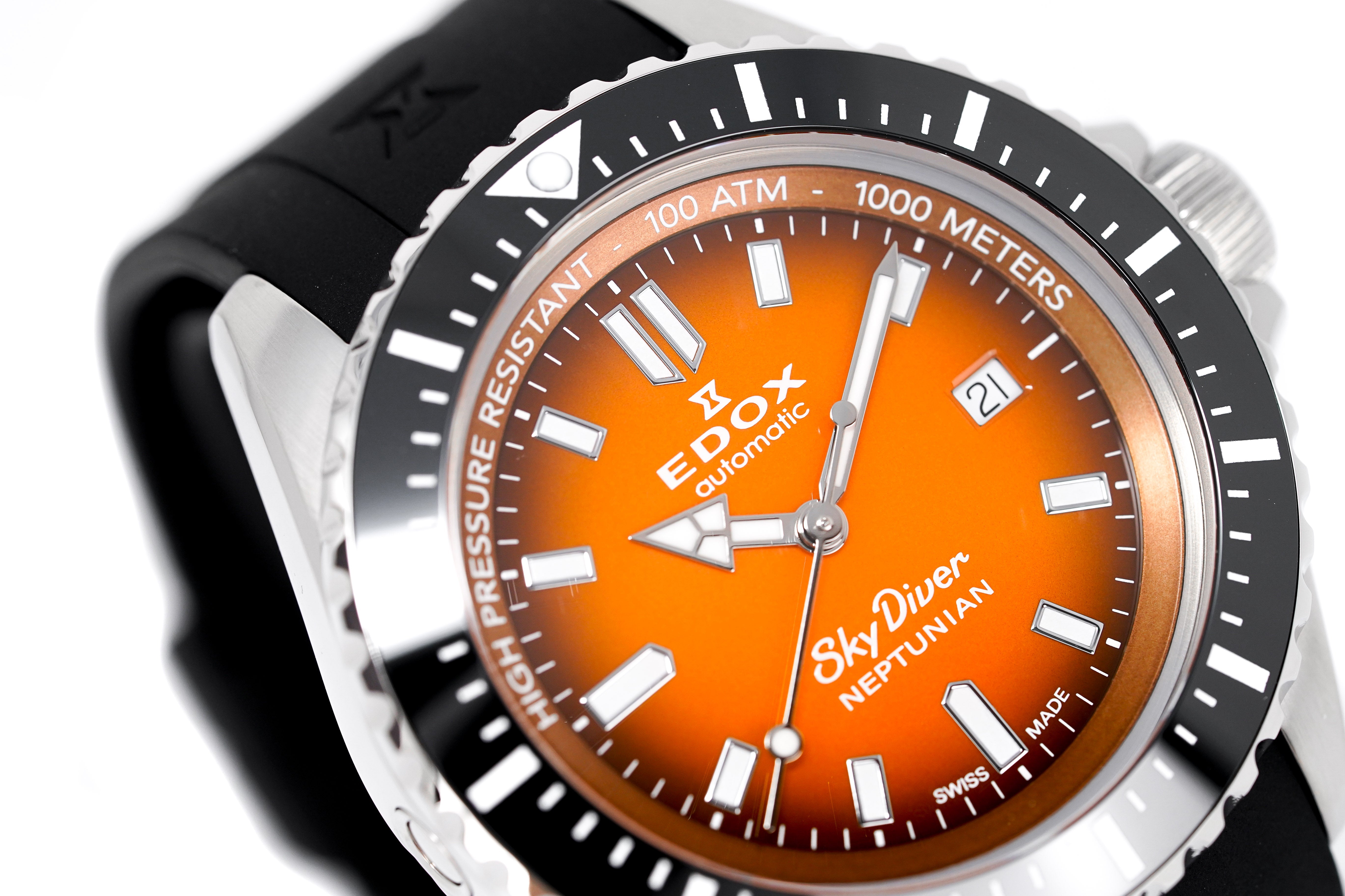 Edox Men's Watch Neptunian Sky Diver Automatic Orange 80120-3NCA-ODN-GR8 Sunglasses