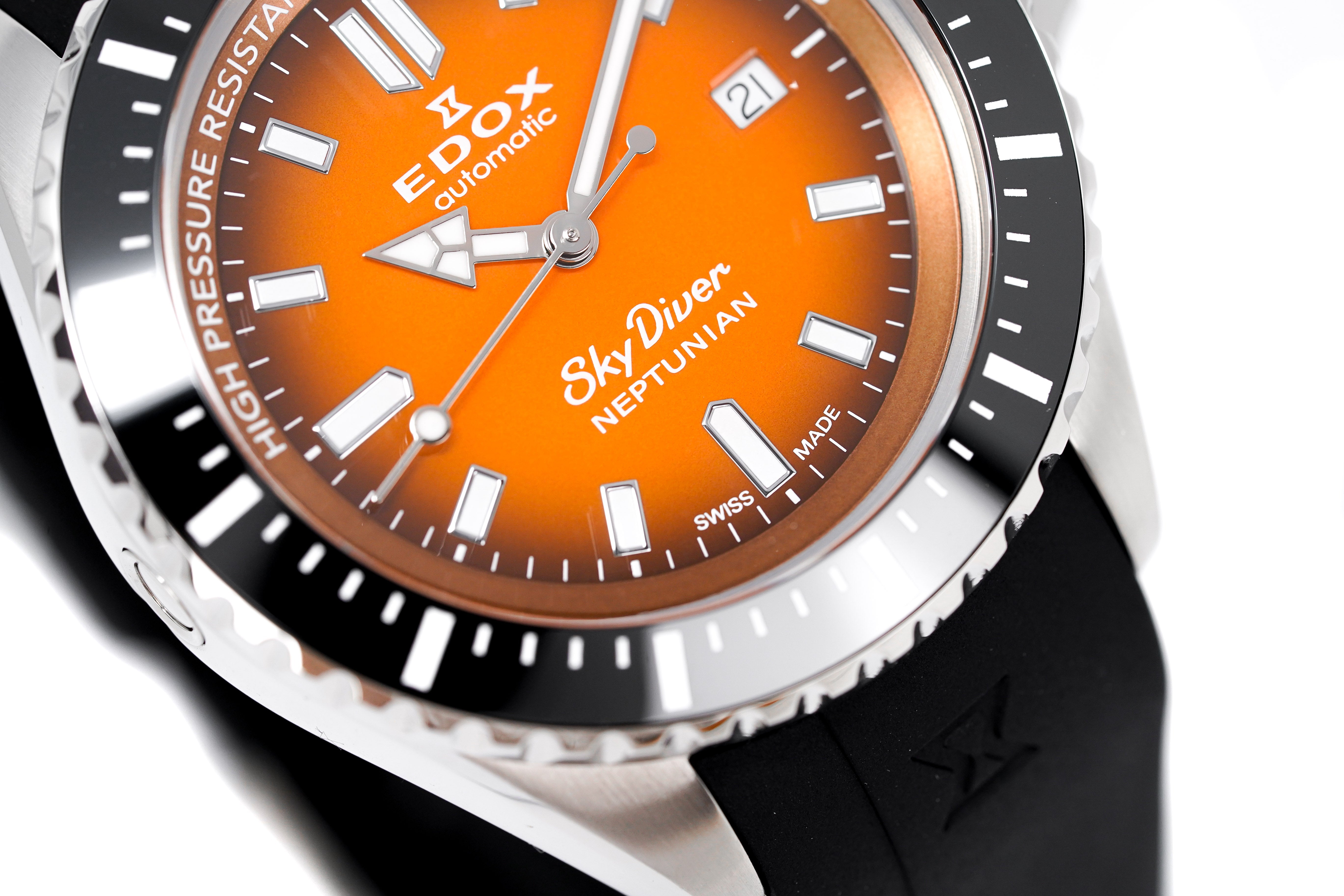 Edox Men's Watch Neptunian Sky Diver Automatic Orange 80120-3NCA-ODN-GR8 Sunglasses