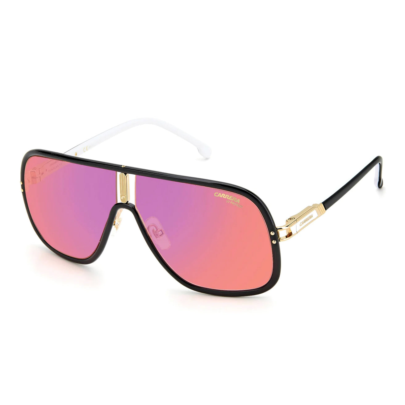 Carrera Unisex Sunglasses Pilot Shield Pink Mirror FLAGLAB 11 3H2-GR8 Sunglasses