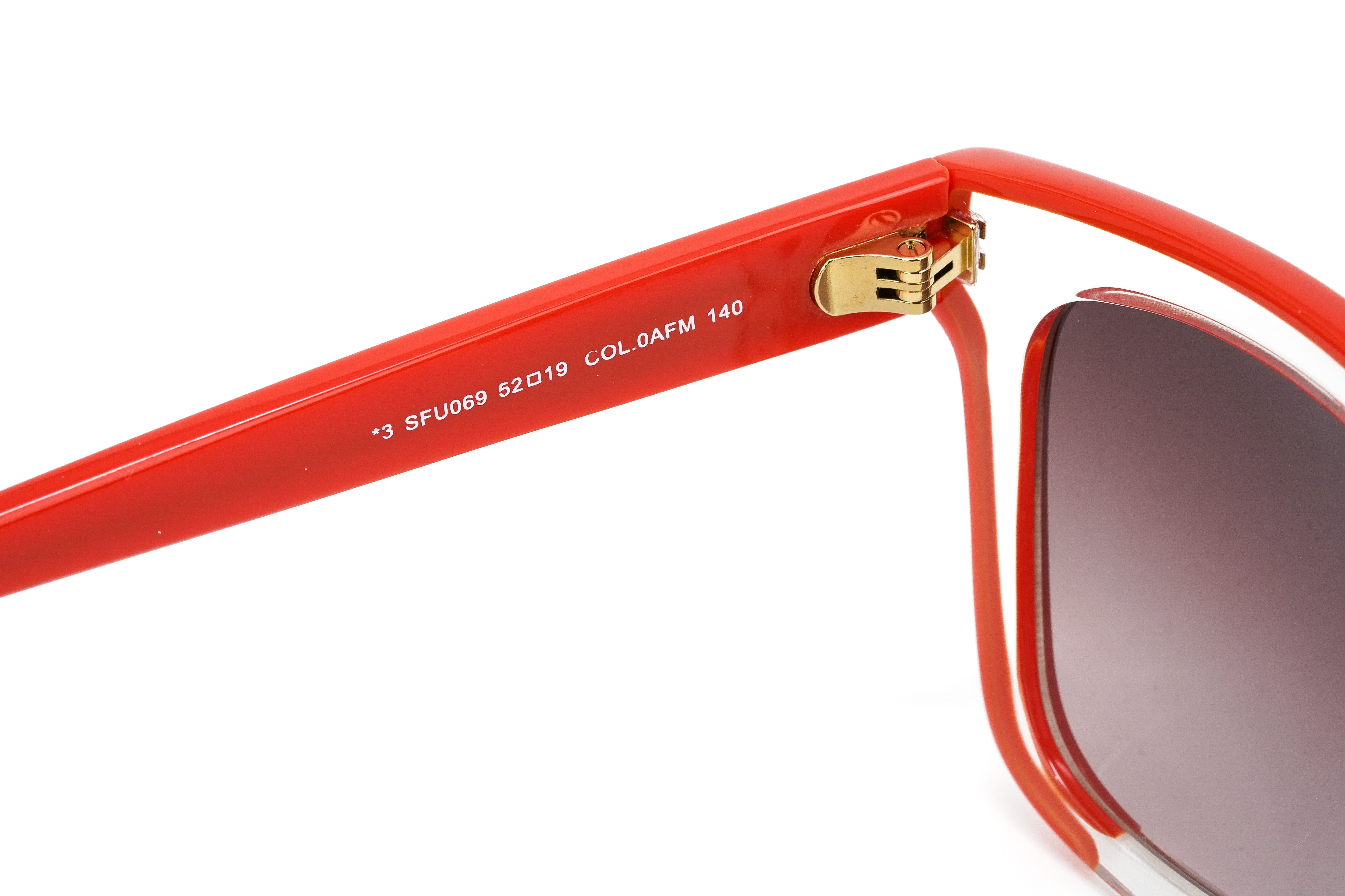 Furla Women's Sunglasses Classic Square Clear/Red SFU069 0AFM-GR8 Sunglasses