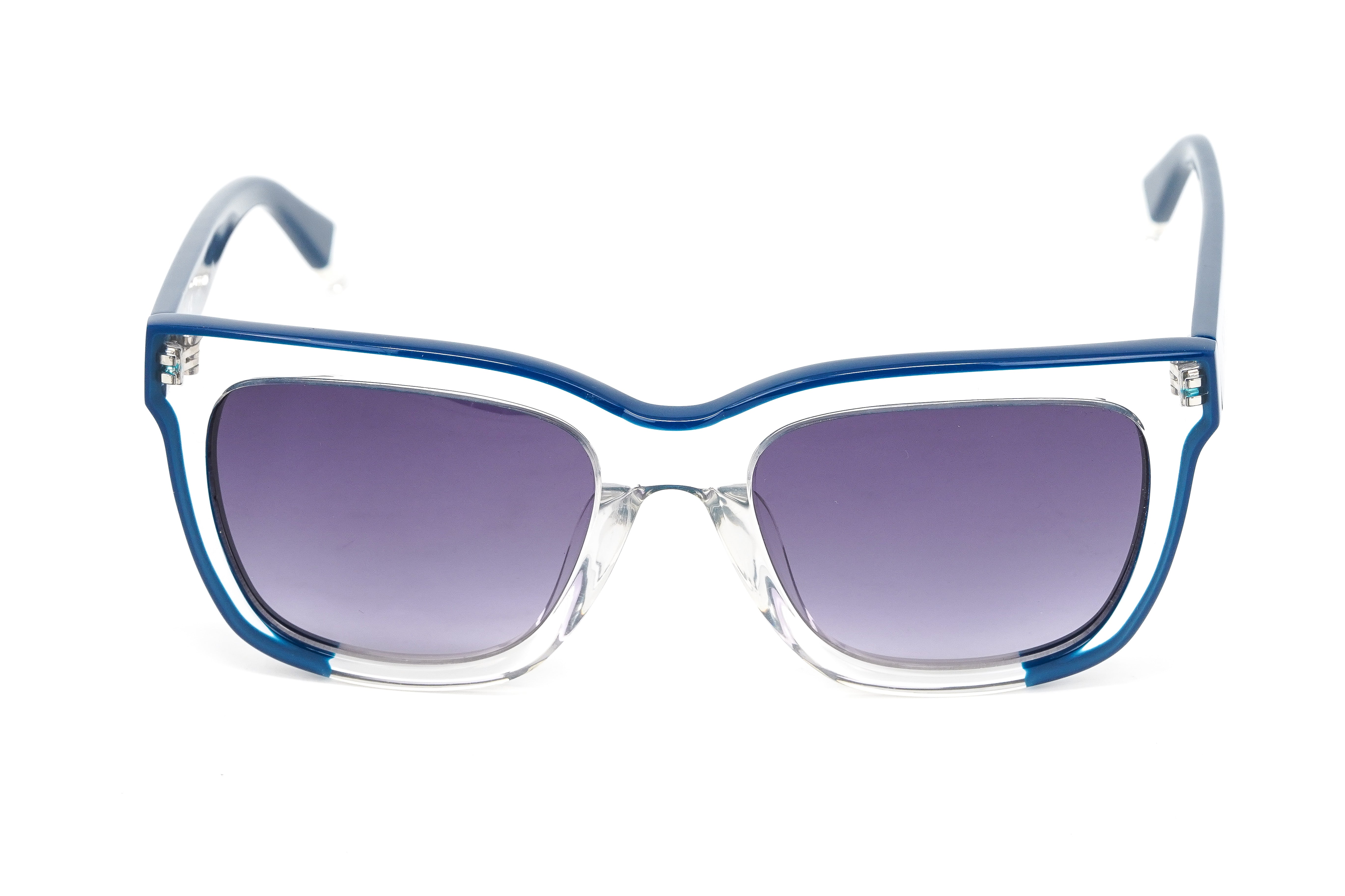Furla Women's Sunglasses Classic Square Clear/Blue SFU069 0D82-GR8 Sunglasses