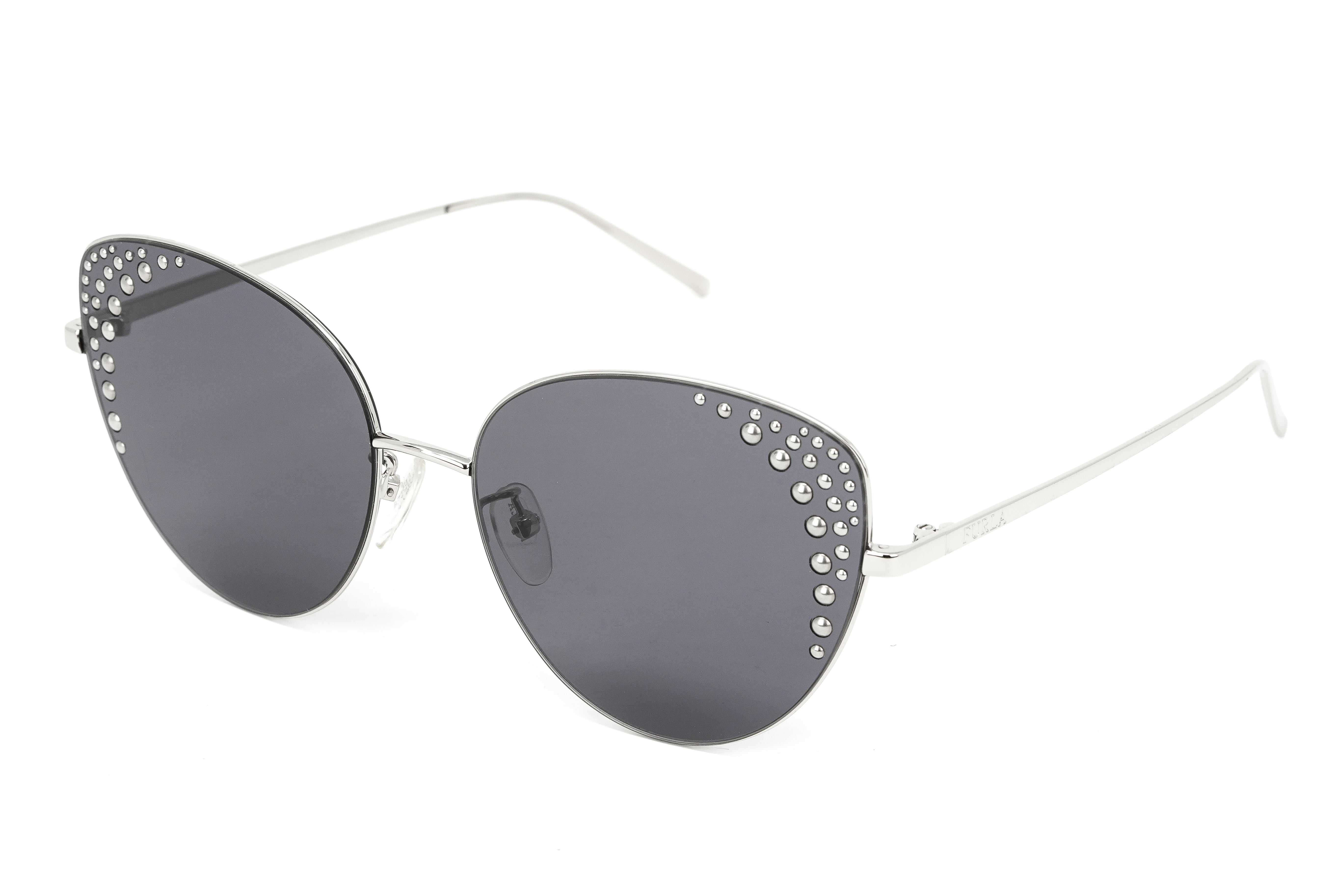 Furla Women's Sunglasses Rimless Cat Eye Silver/Grey SFU180 0579-GR8 Sunglasses