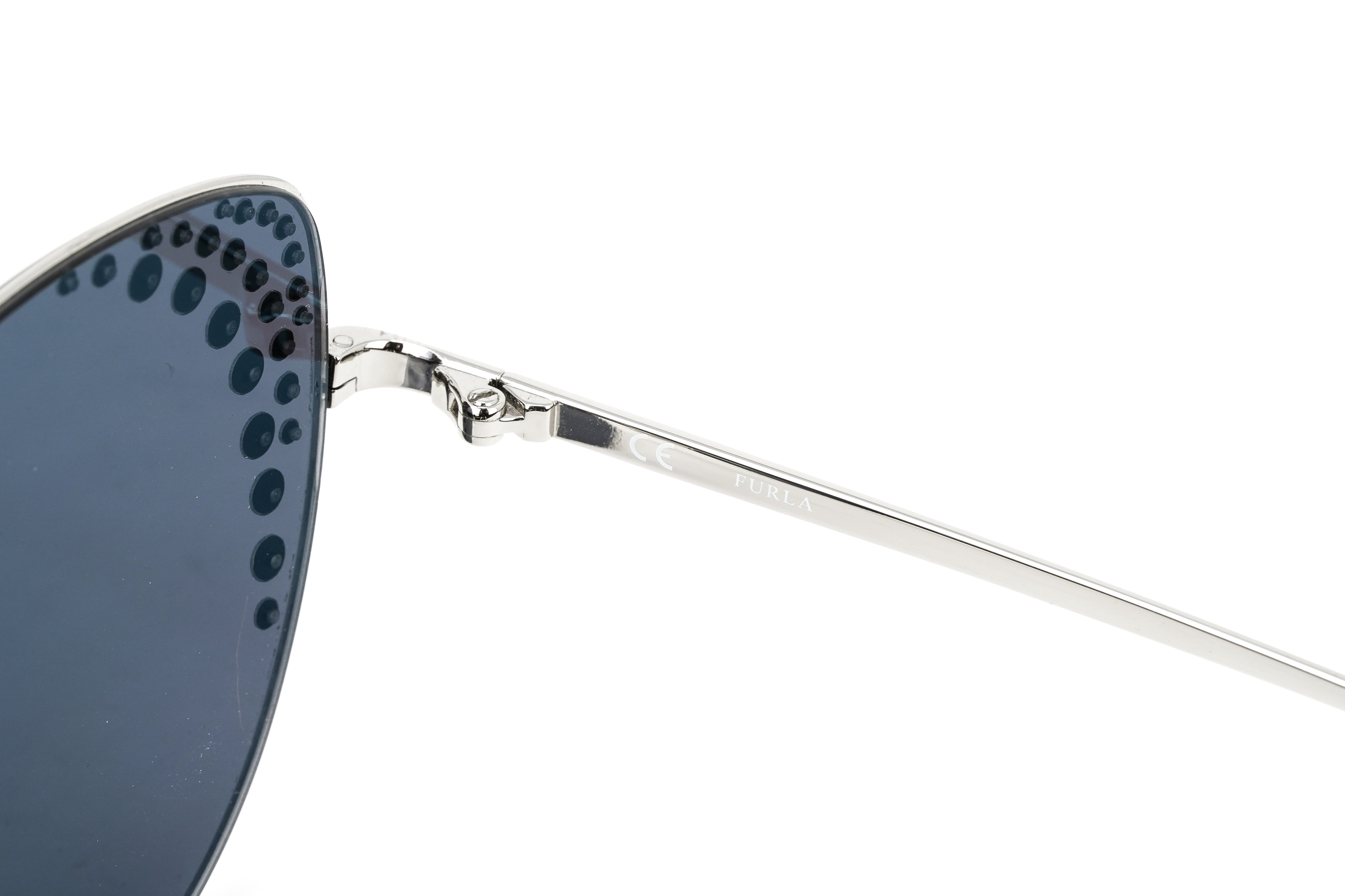 Furla Women's Sunglasses Rimless Cat Eye Silver/Grey SFU180 0579-GR8 Sunglasses