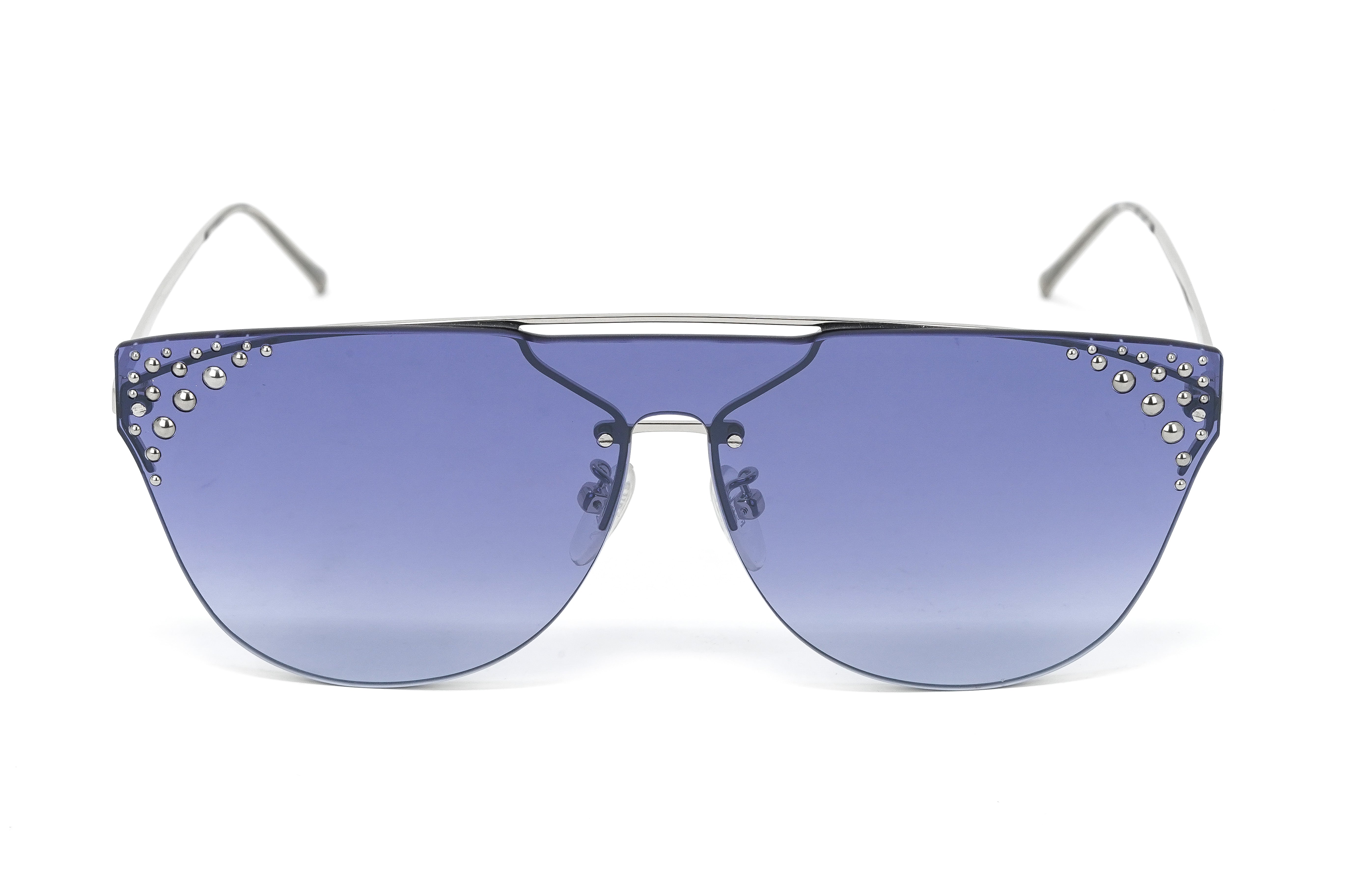 Furla Women's Sunglasses Rimless Browline Silver/Blue SFU225 579X-GR8 Sunglasses