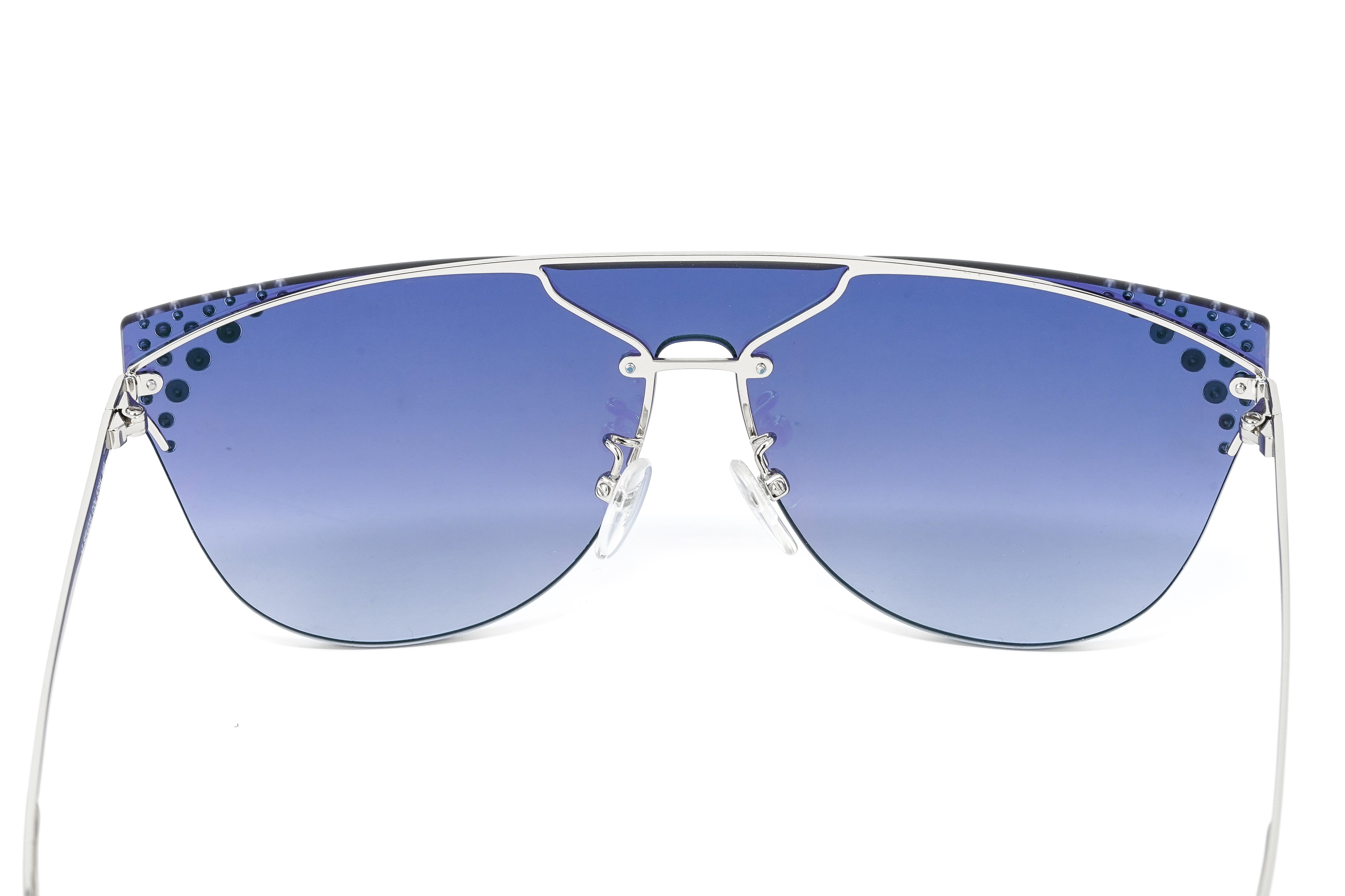 Furla Women's Sunglasses Rimless Browline Silver/Blue SFU225 579X-GR8 Sunglasses
