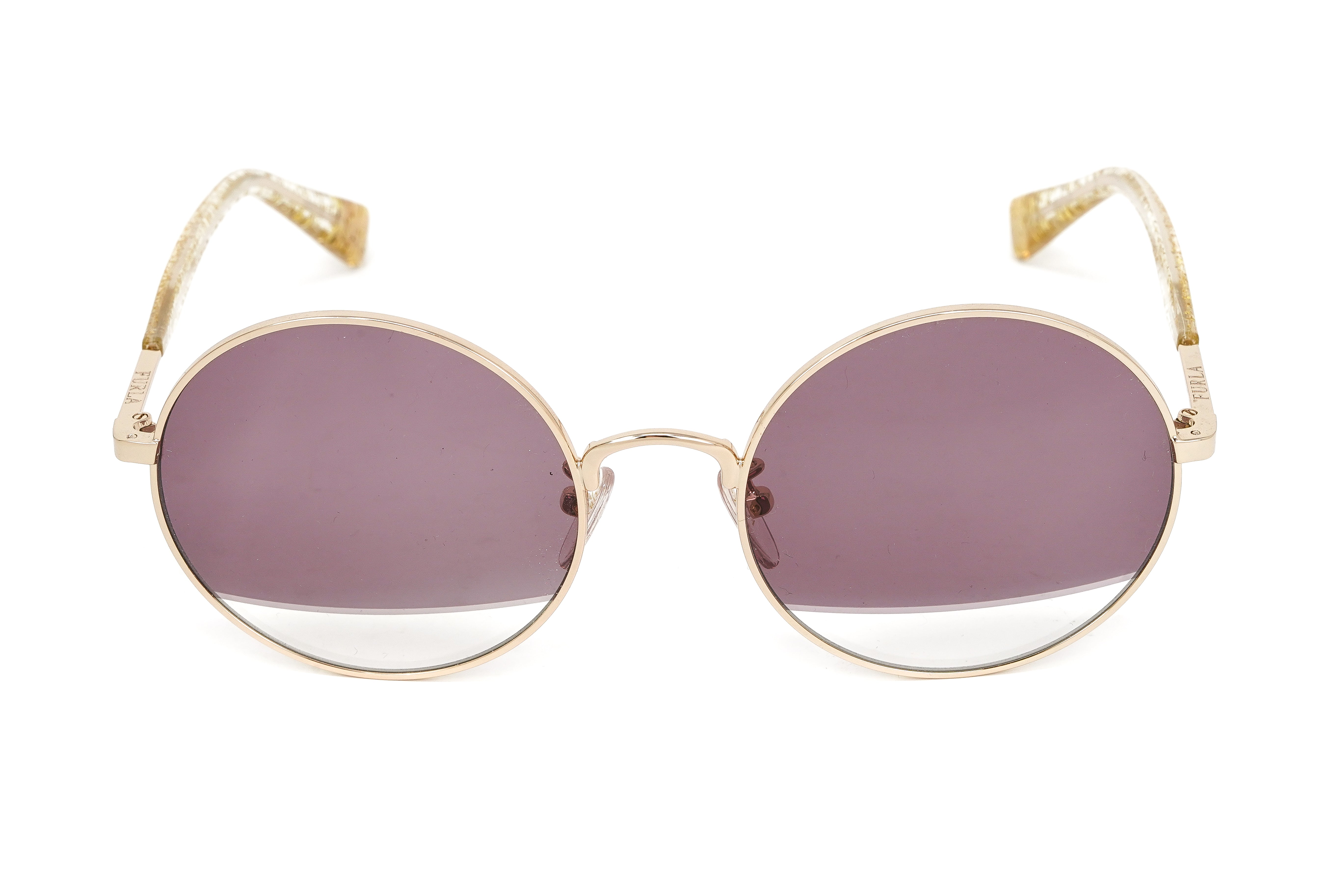 Furla Women's Sunglasses Round Gold/Purple SFU235 0300-GR8 Sunglasses