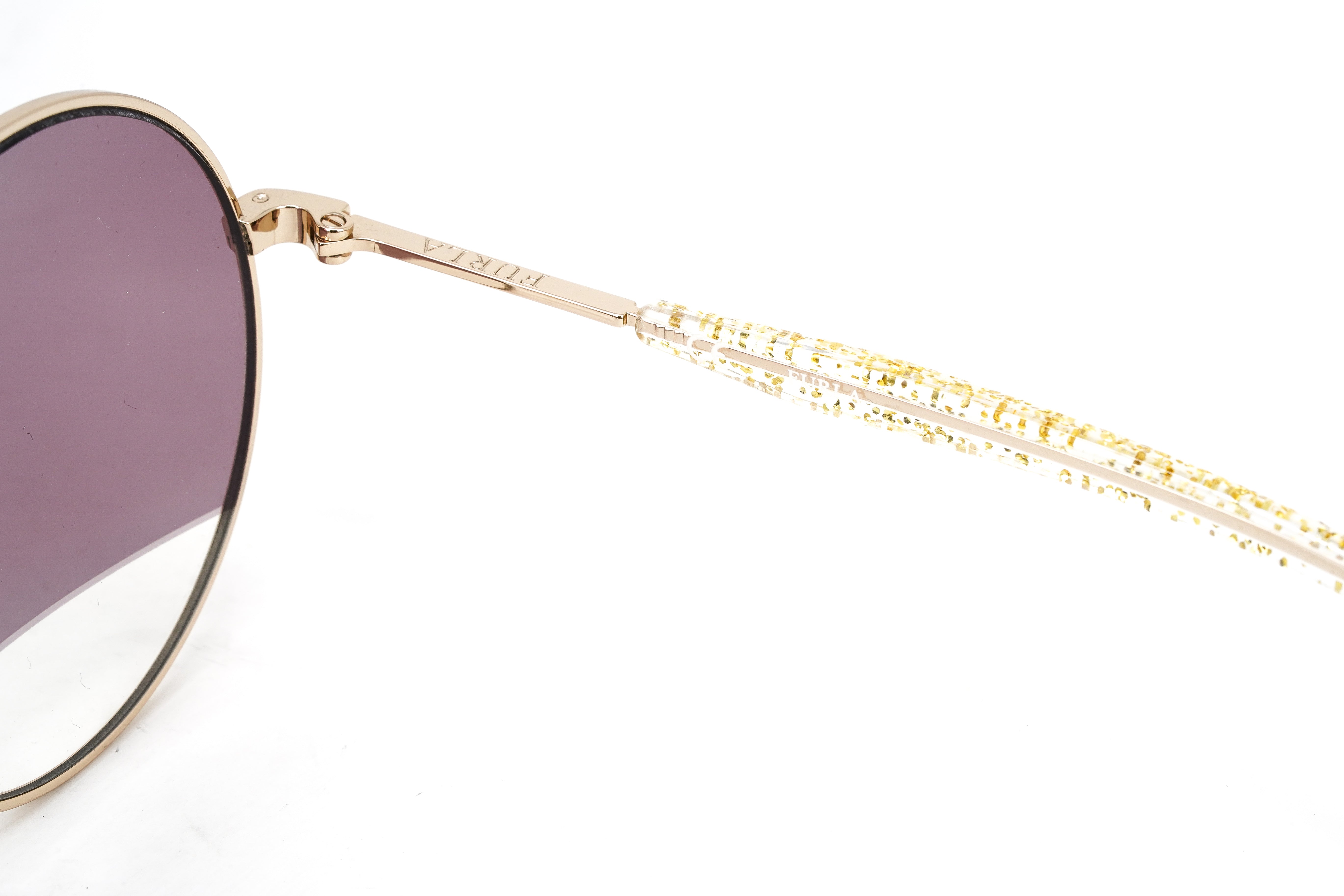 Furla Women's Sunglasses Round Gold/Purple SFU235 0300-GR8 Sunglasses