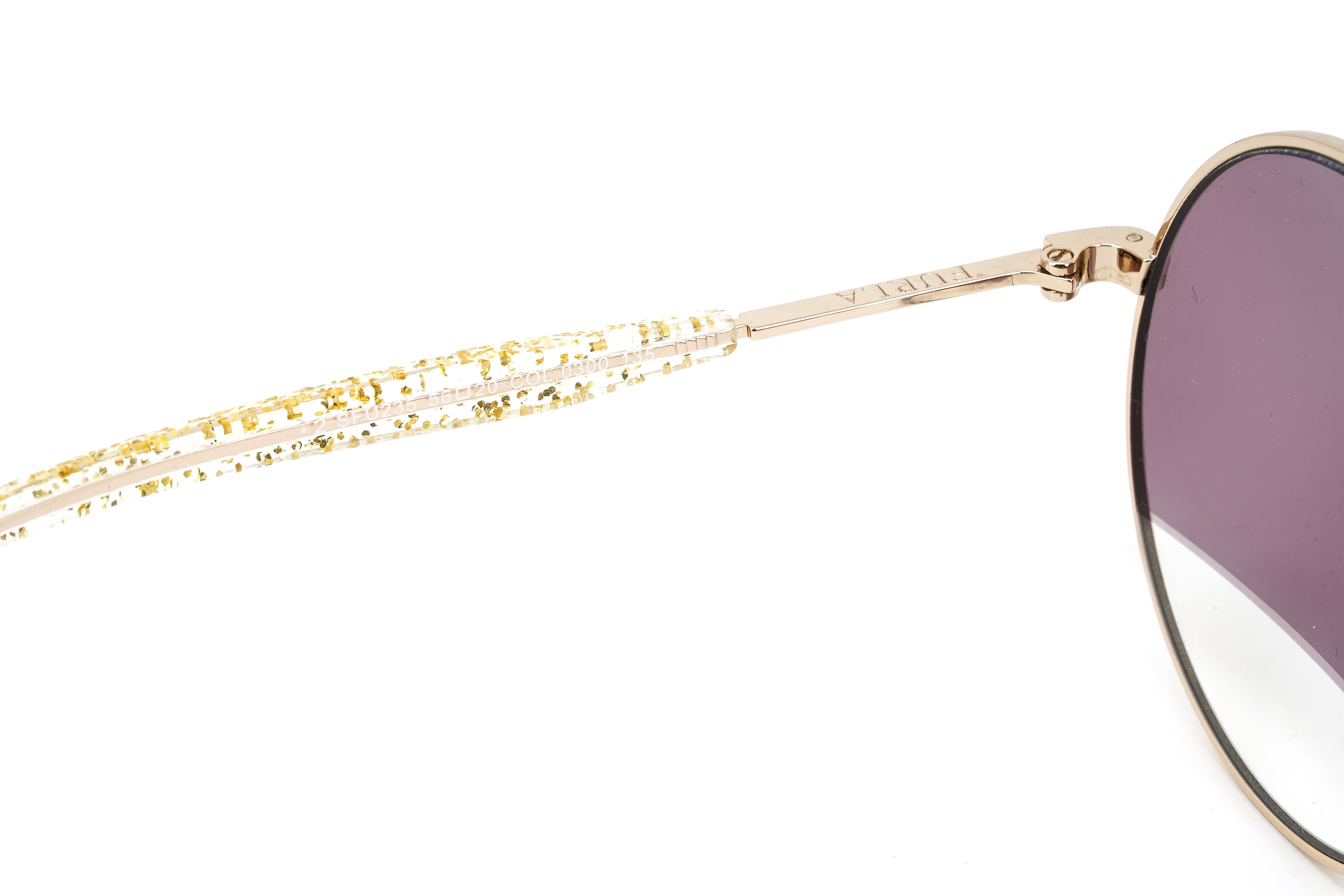 Furla Women's Sunglasses Round Gold/Purple SFU235 0300-GR8 Sunglasses