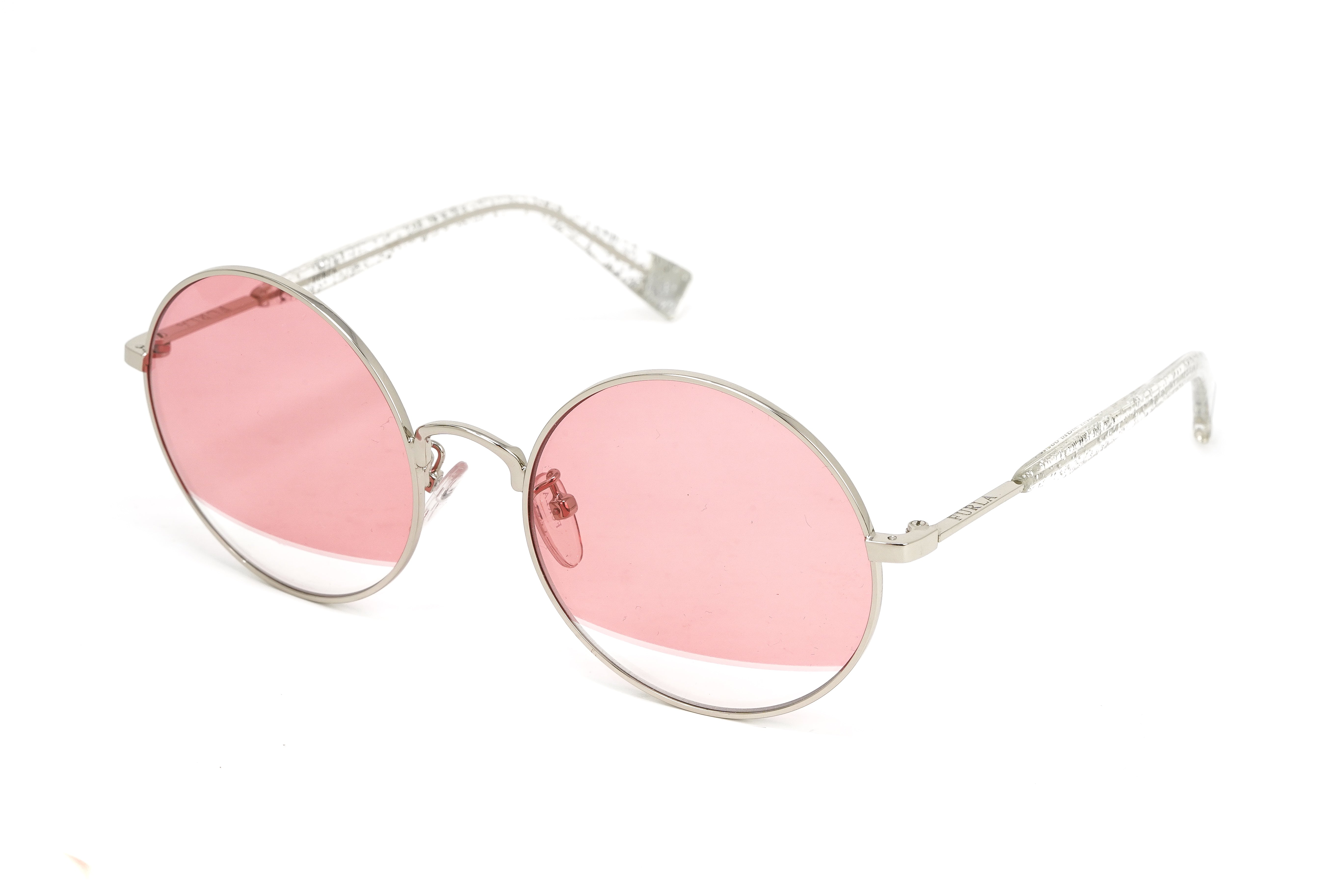 Furla Women's Sunglasses Round Gold/Pink SFU235 0579-GR8 Sunglasses