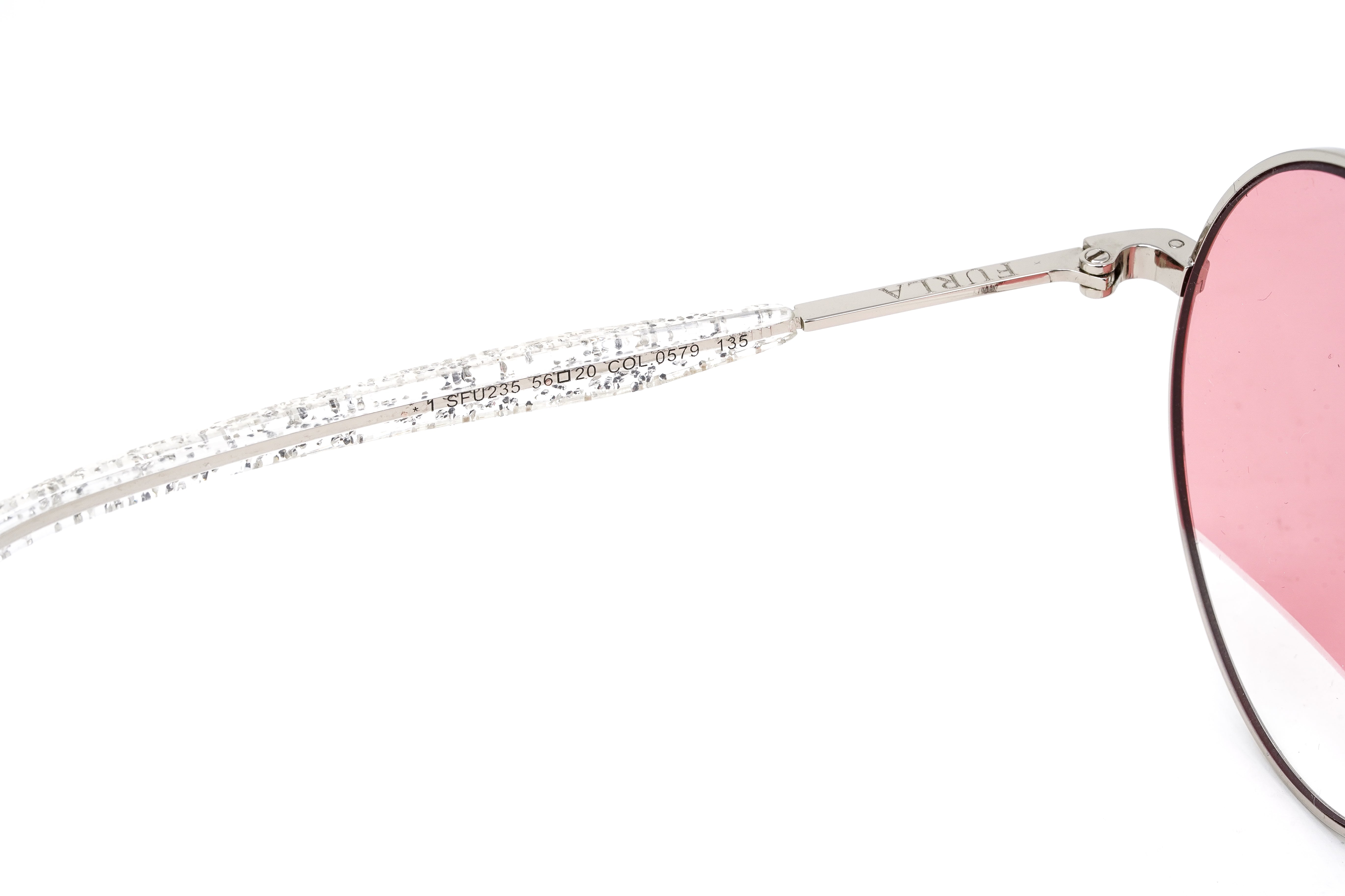 Furla Women's Sunglasses Round Gold/Pink SFU235 0579-GR8 Sunglasses