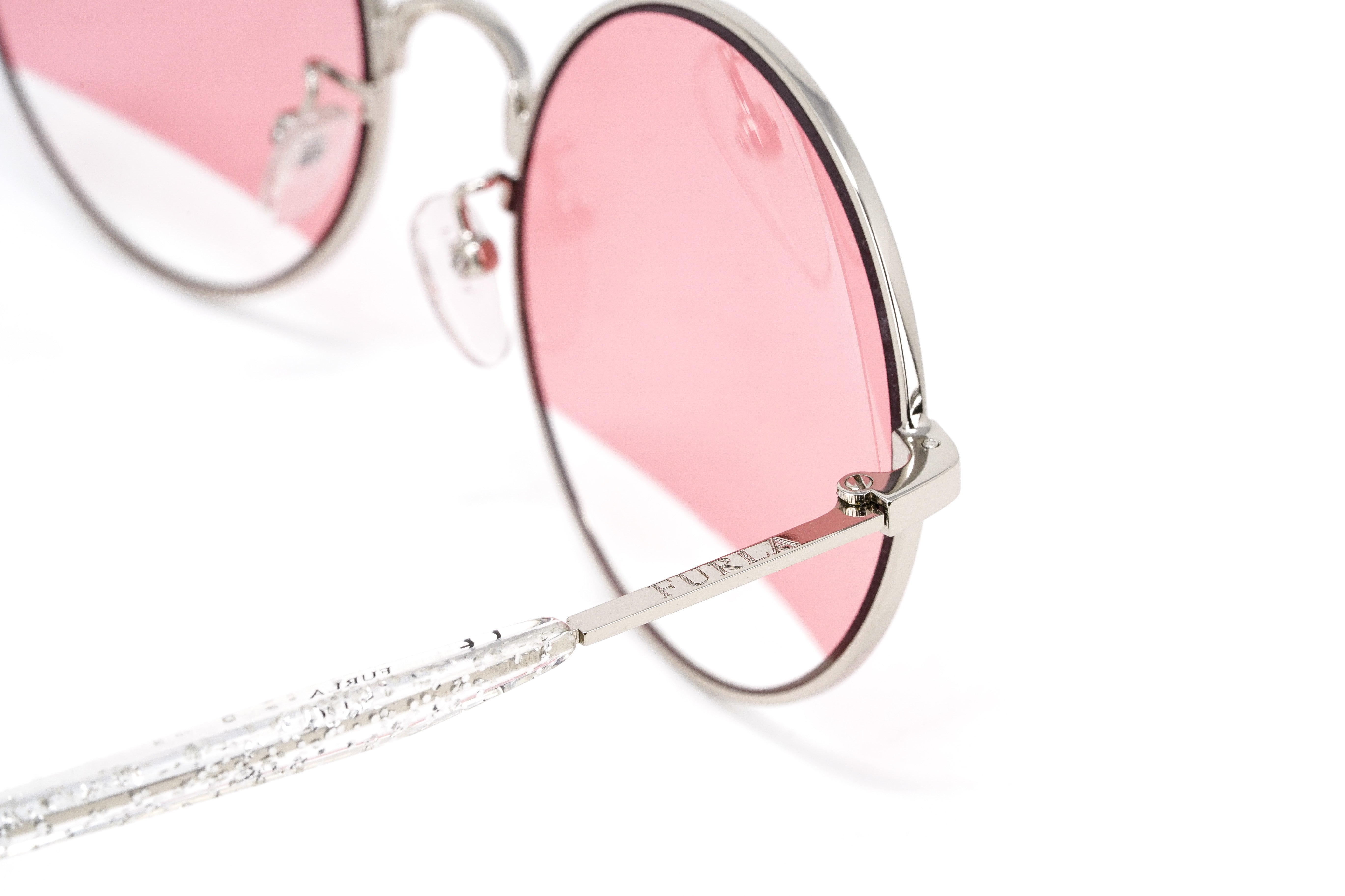 Furla Women's Sunglasses Round Gold/Pink SFU235 0579-GR8 Sunglasses