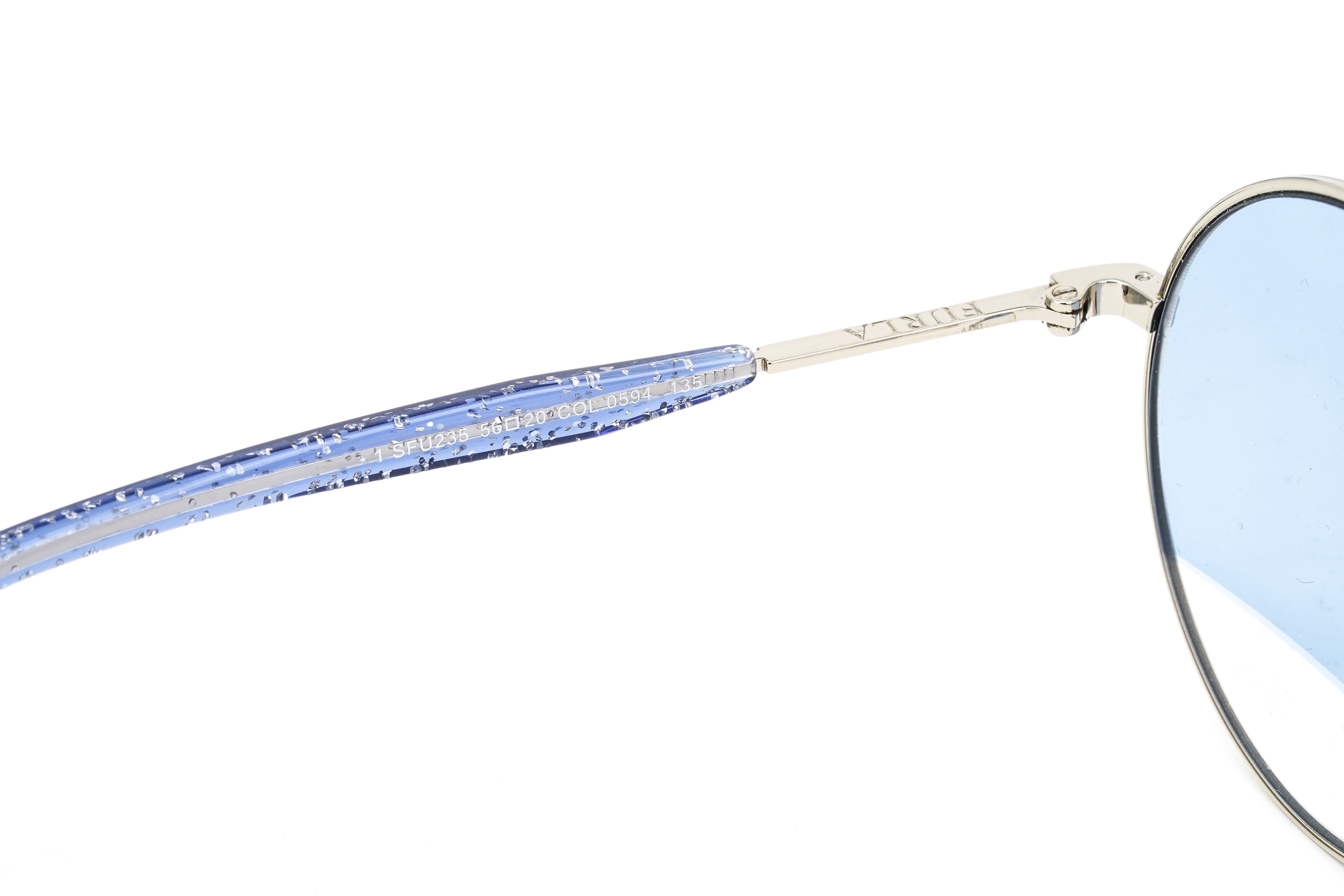 Furla Women's Sunglasses Round Gold/Blue SFU235 0594-GR8 Sunglasses