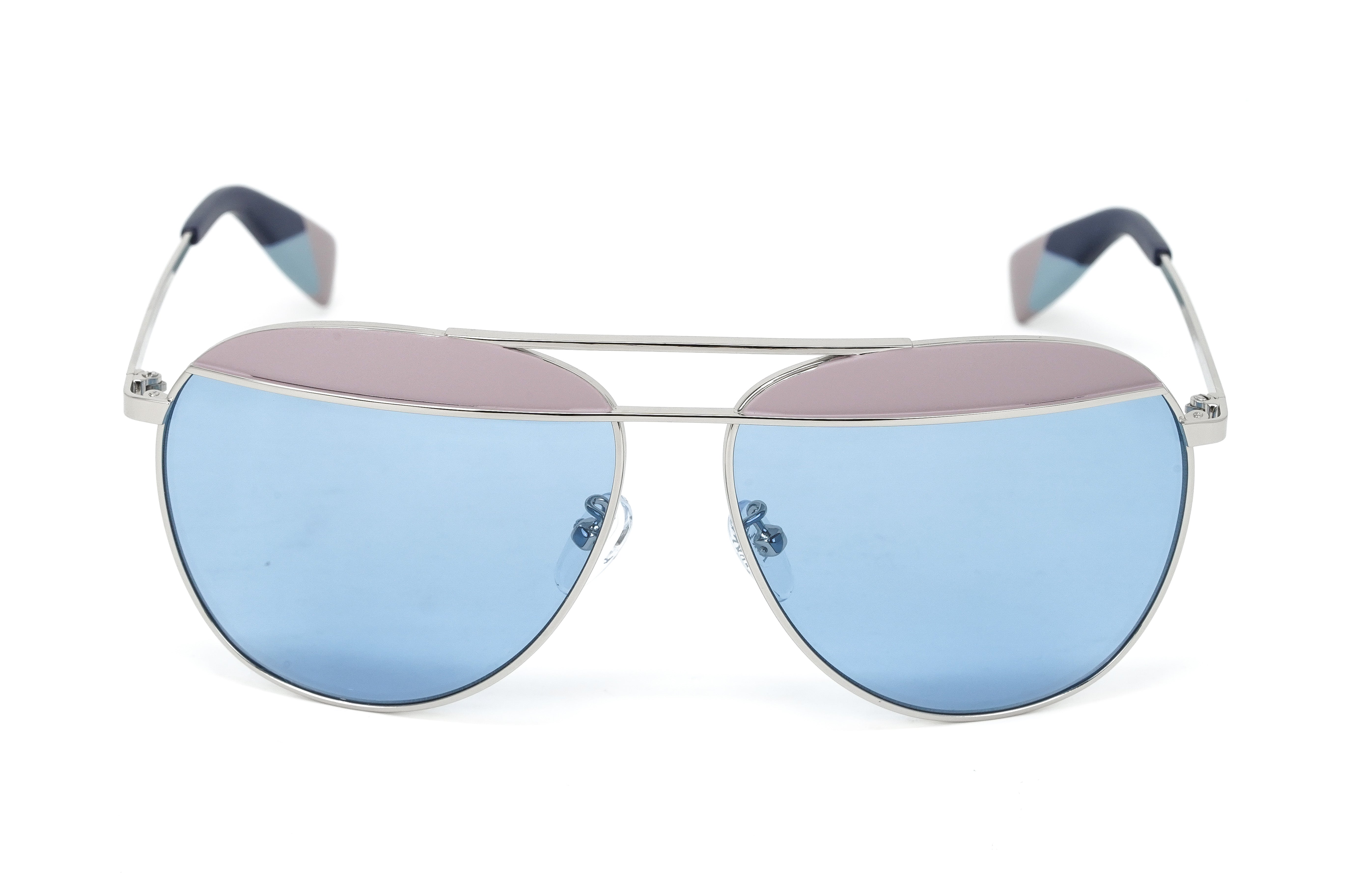 Furla Women's Sunglasses Pilot Silver/Blue SFU236 0523-GR8 Sunglasses