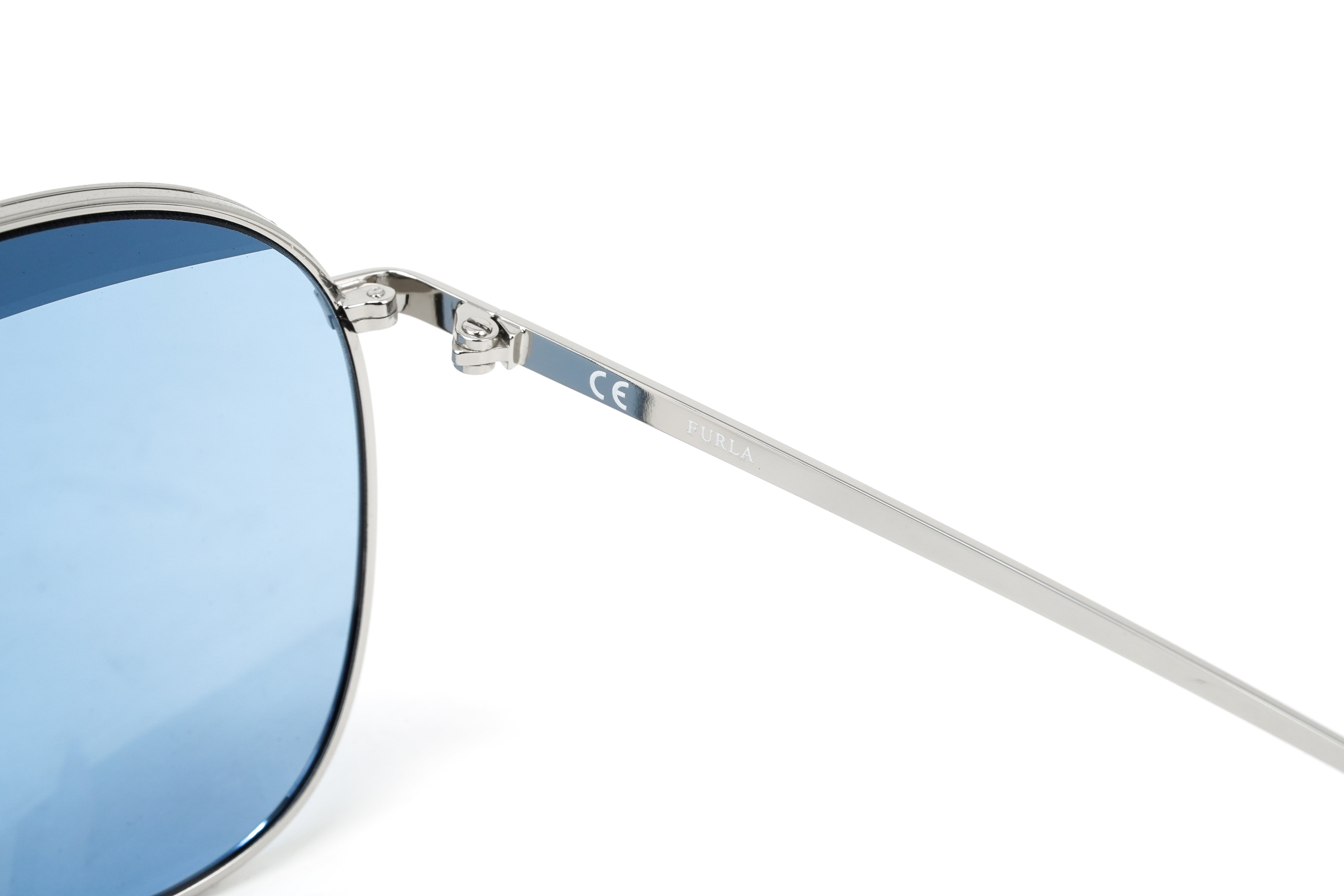 Furla Women's Sunglasses Pilot Silver/Blue SFU236 0523-GR8 Sunglasses