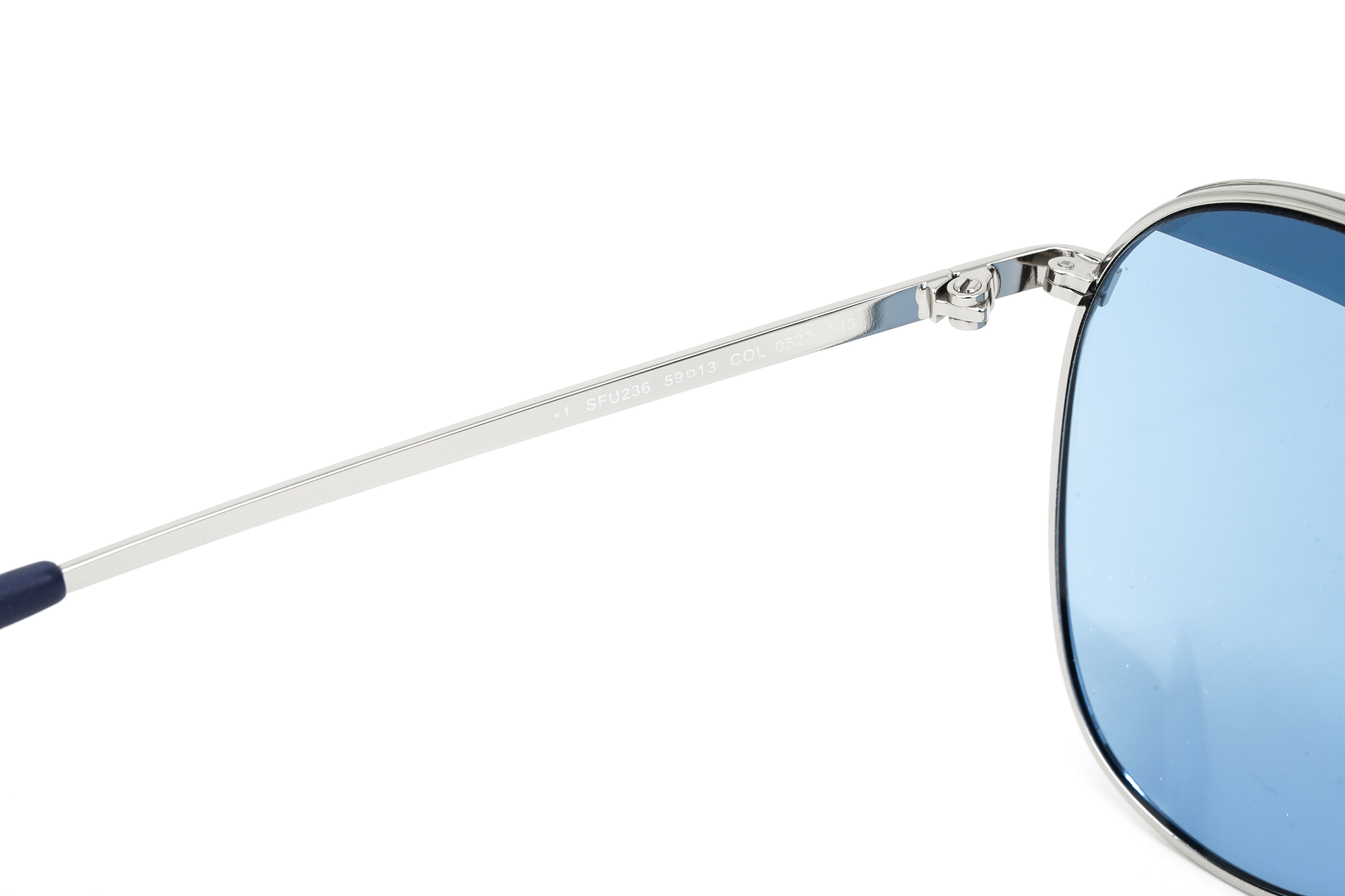 Furla Women's Sunglasses Pilot Silver/Blue SFU236 0523-GR8 Sunglasses
