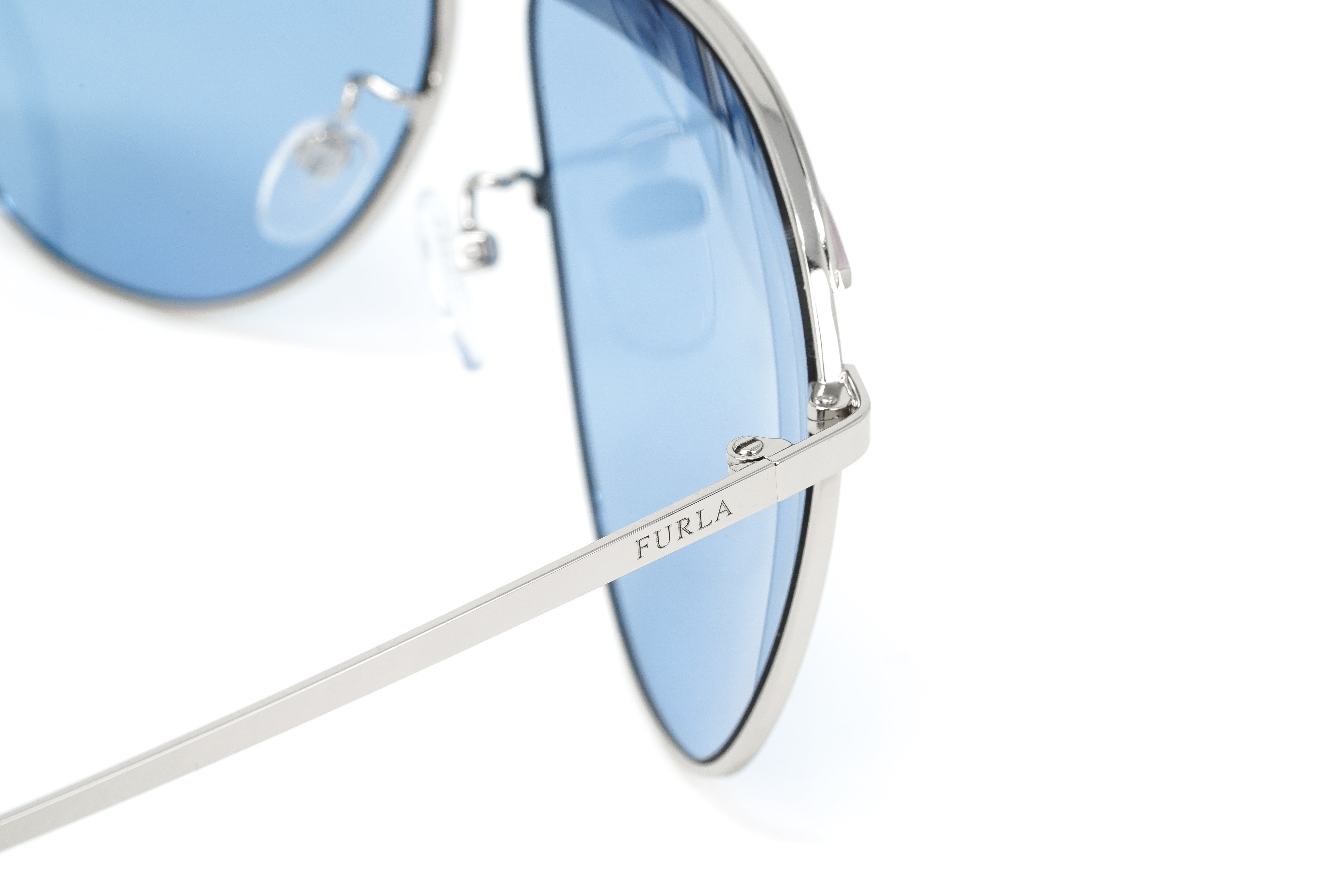 Furla Women's Sunglasses Pilot Silver/Blue SFU236 0523-GR8 Sunglasses