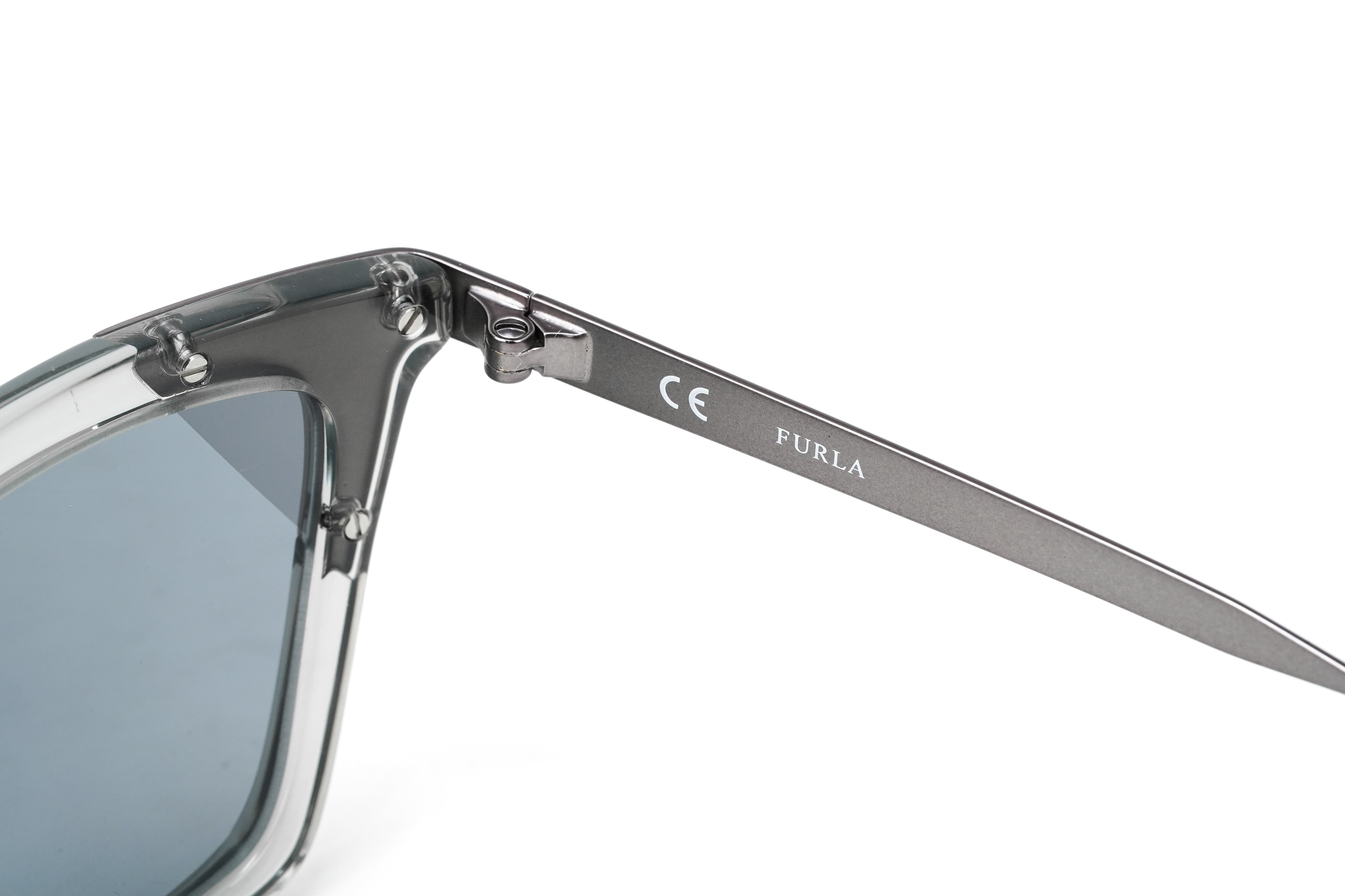 Furla Women's Sunglasses Classic Angular Clear/Grey SFU245 9RMX-GR8 Sunglasses