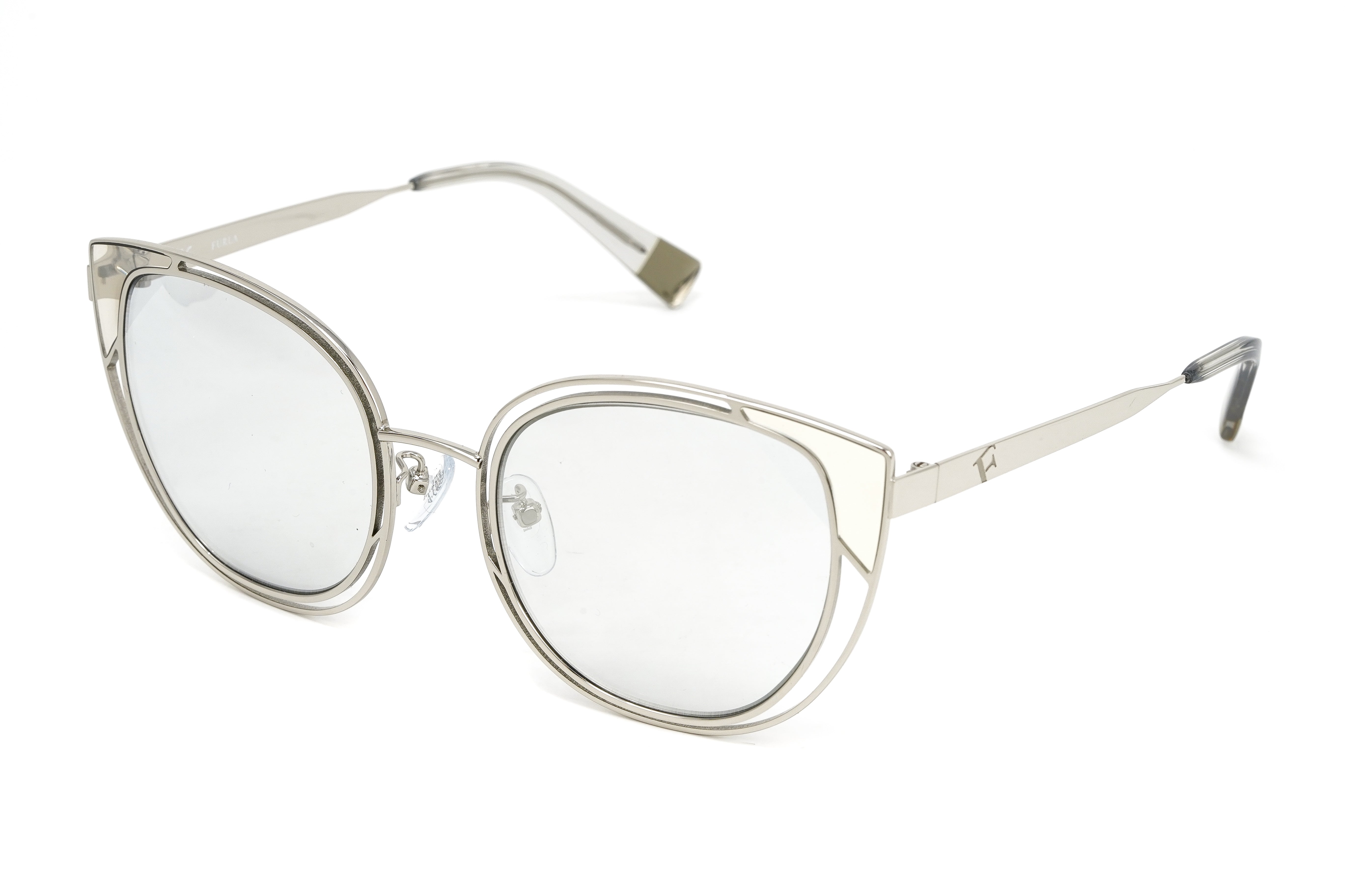 Furla Women's Sunglasses Cat Eye Silver SFU246 579X-GR8 Sunglasses