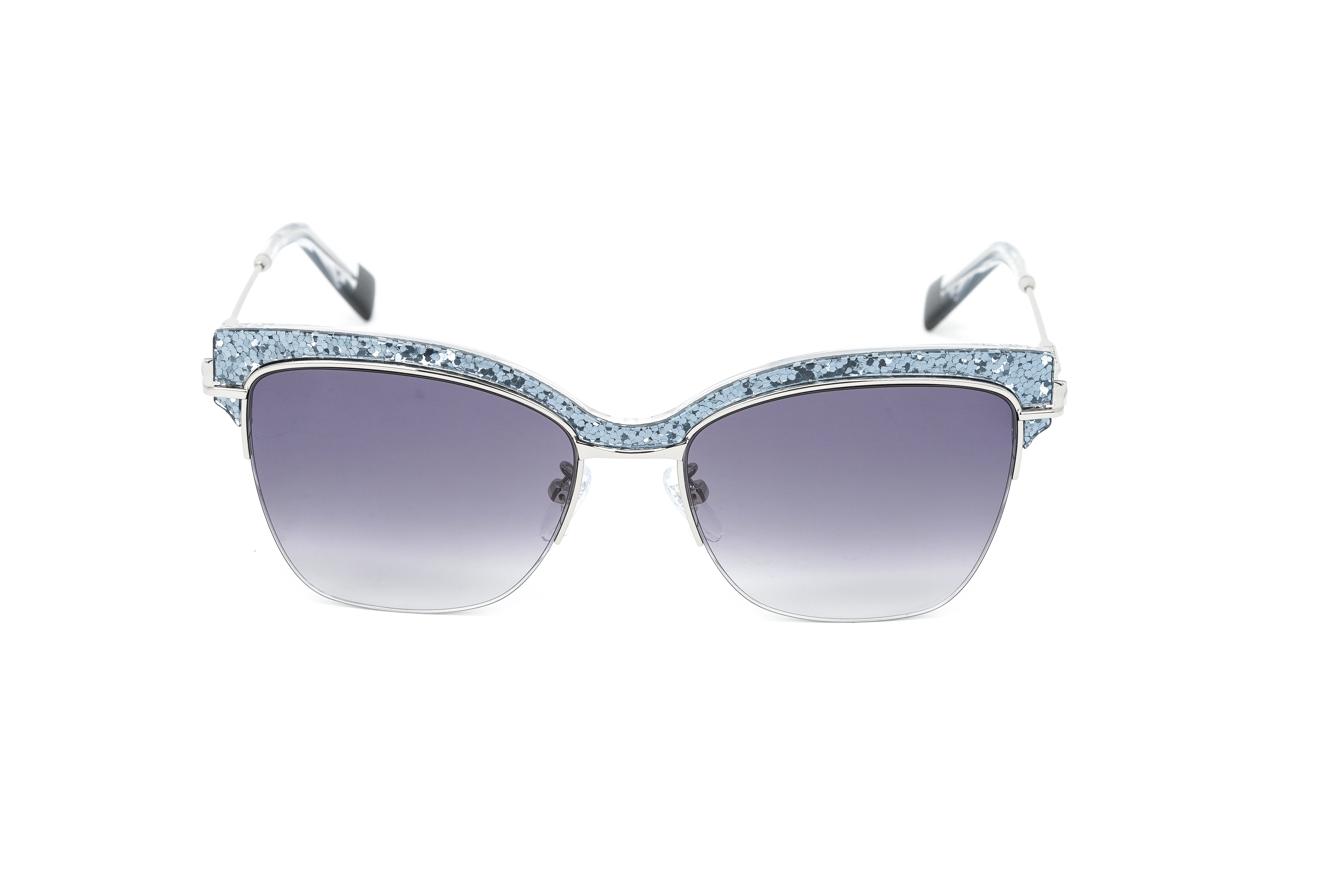 Furla Women's Sunglasses Browline Silver/Purple SFU312 0579-GR8 Sunglasses