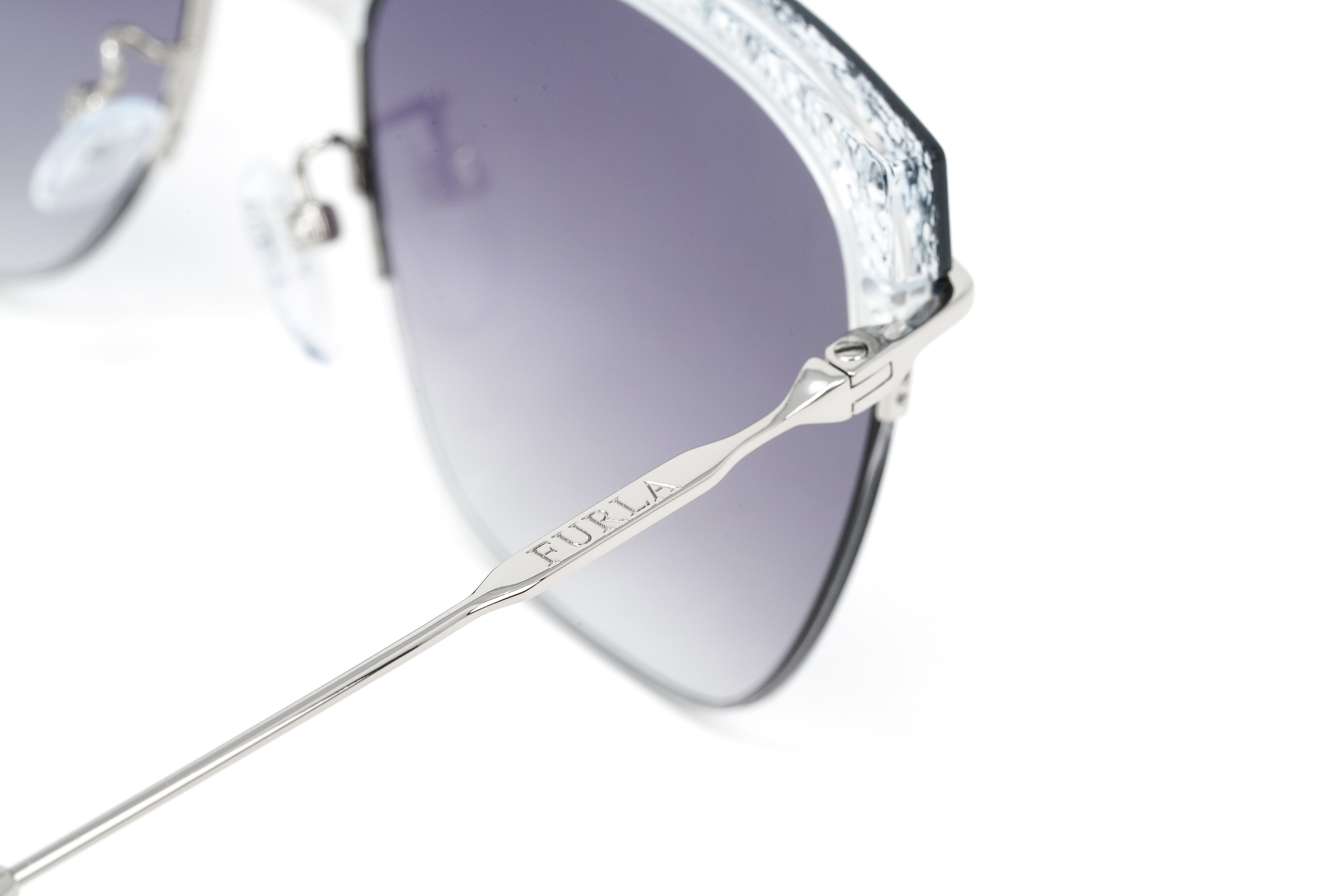 Furla Women's Sunglasses Browline Silver/Purple SFU312 0579-GR8 Sunglasses