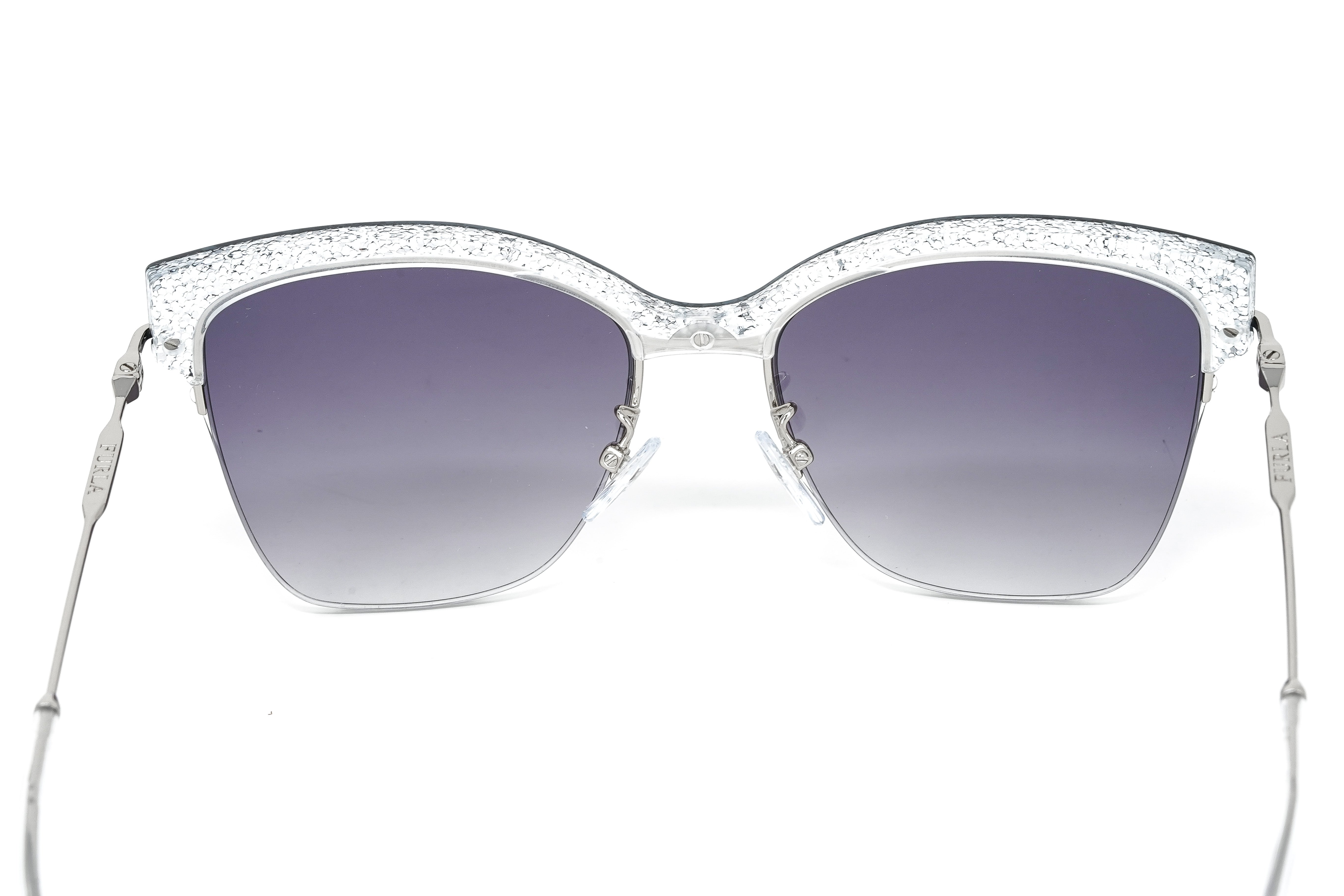Furla Women's Sunglasses Browline Silver/Purple SFU312 0579-GR8 Sunglasses