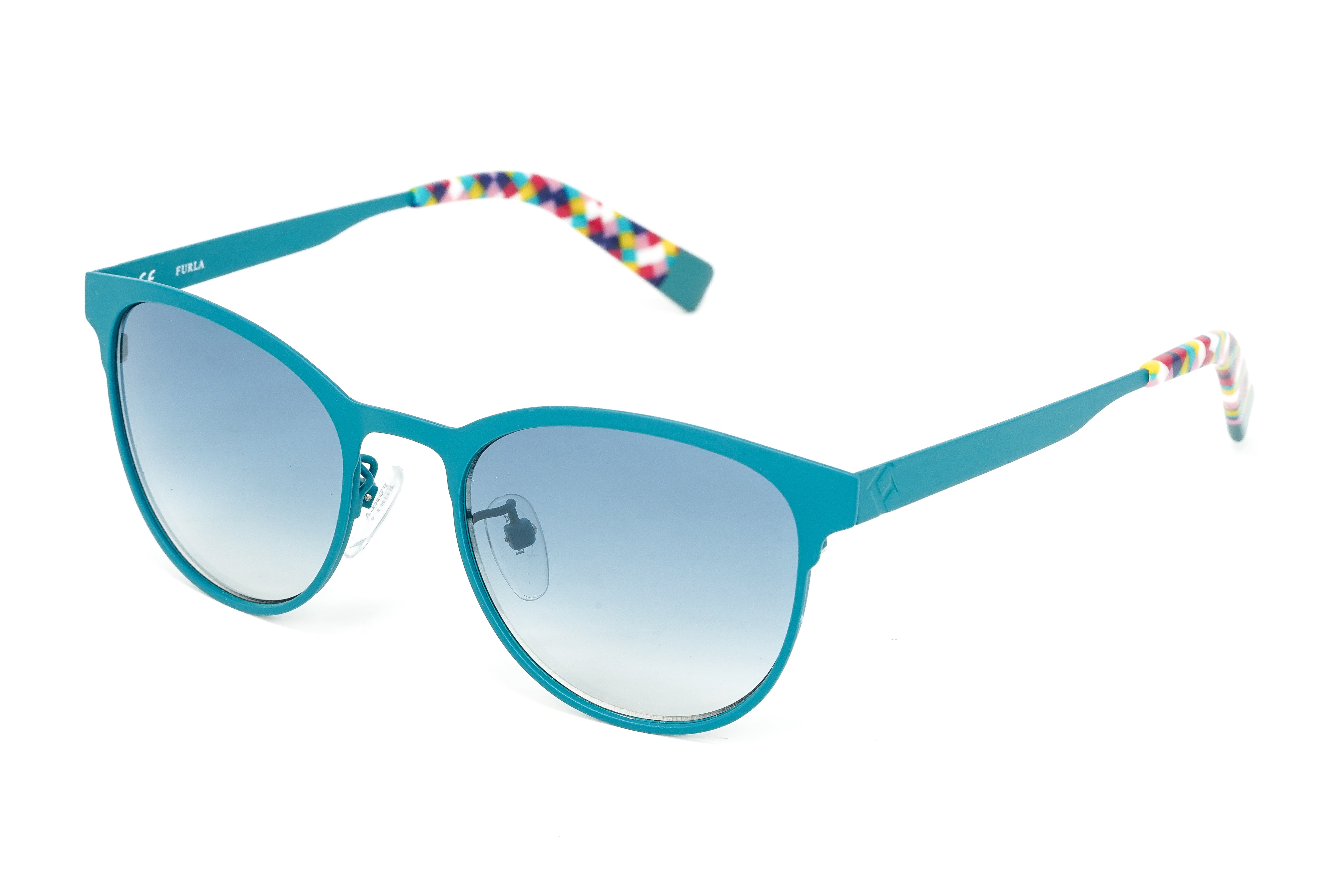 Furla Women's Sunglasses Classic Square Blue SU4340 1H9X-GR8 Sunglasses