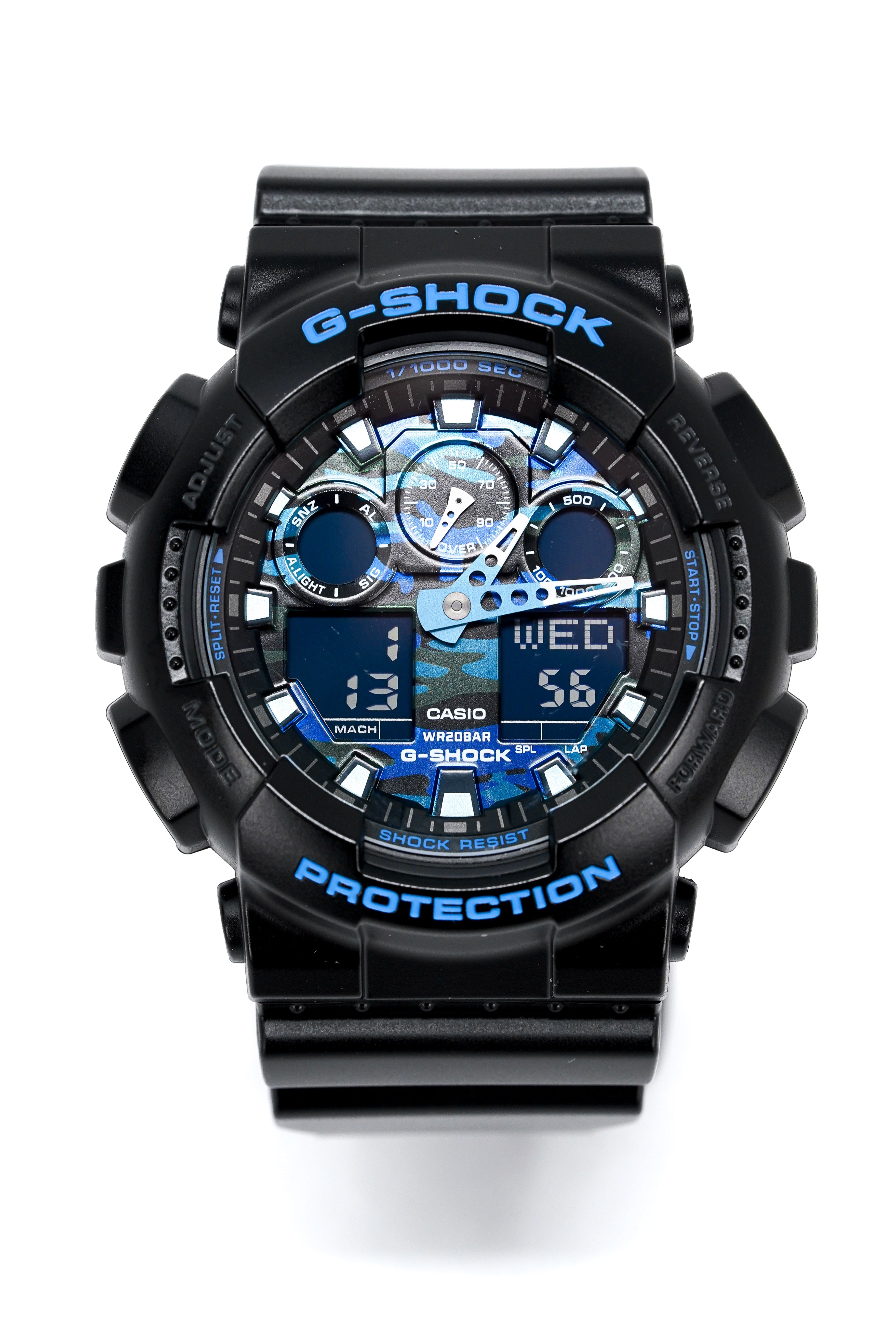 Casio G-Shock Watch Men's Blue Camo GA-100CB-1ADR-GR8 Sunglasses