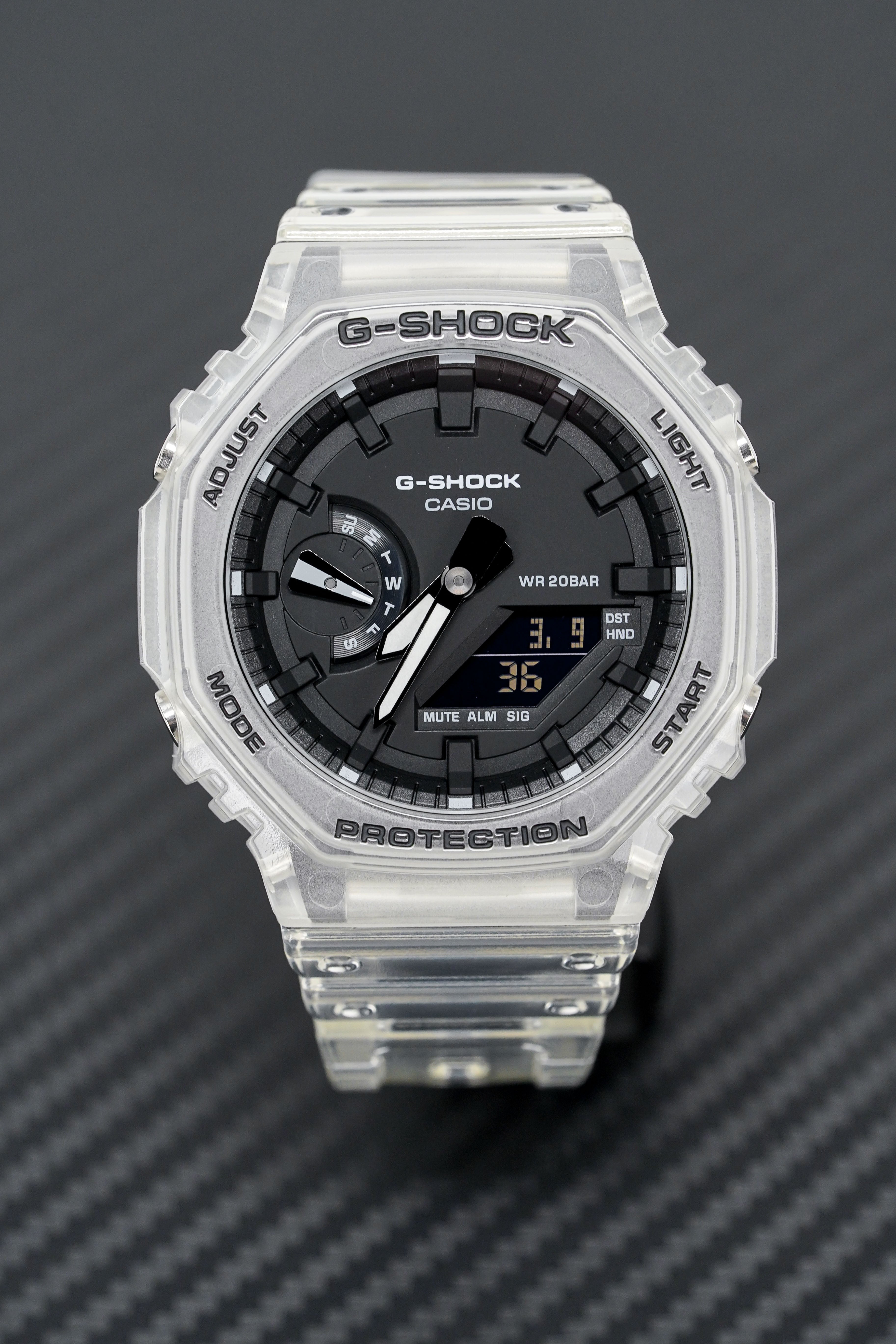 Casio G-Shock Watch Skeleton Series Clear White GA-2100SKE-7ADR-GR8 Sunglasses