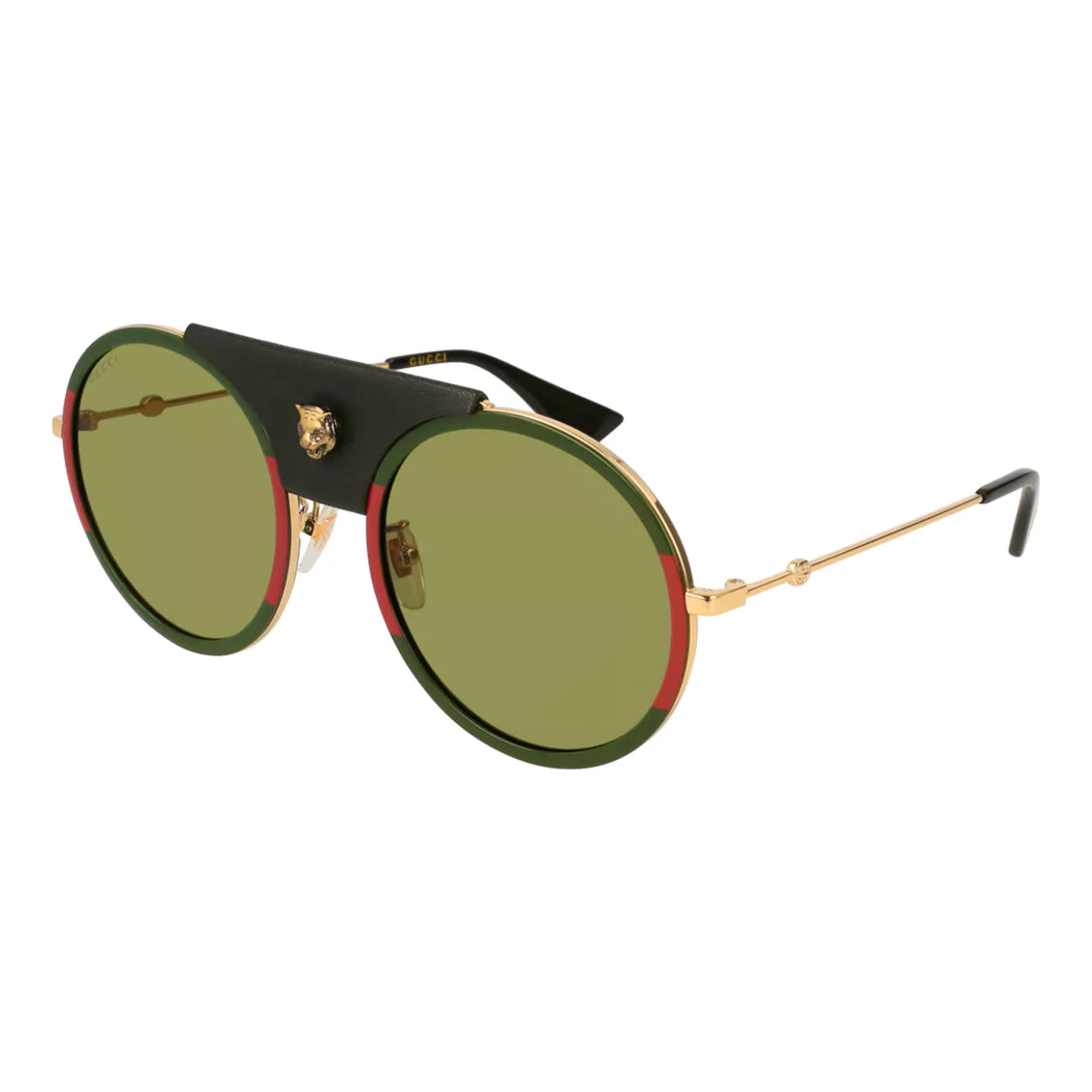Gucci Women's Sunglasses Round Pilot Double-Bridge Green GG0061S-017 56-GR8 Sunglasses