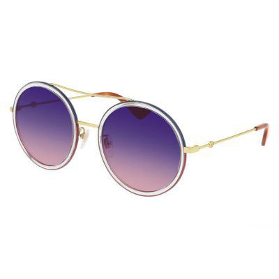 Gucci Women's Sunglasses Round Pilot Double-Bridge Blue GG0061S-023 56-GR8 Sunglasses