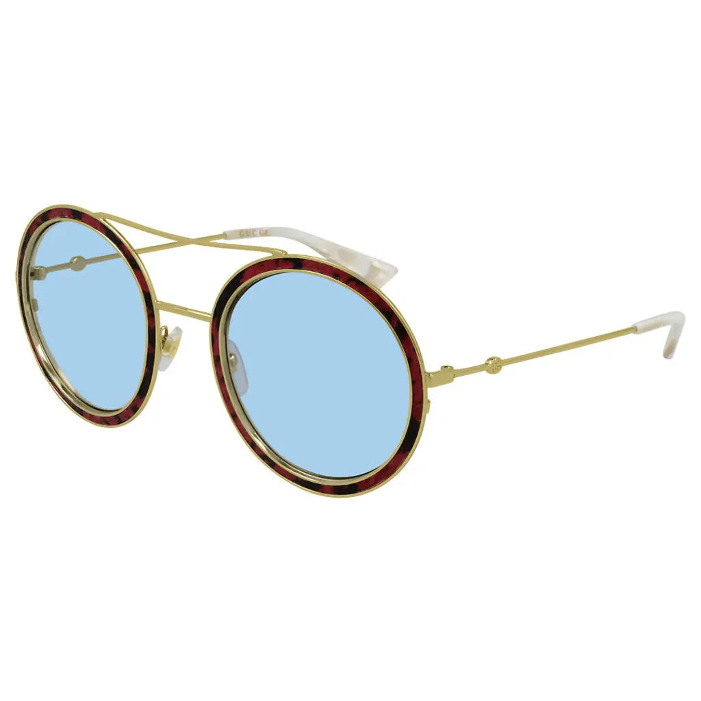 Gucci Women's Sunglasses Round Pilot Blue GG0061S LEATHER-002 54-GR8 Sunglasses