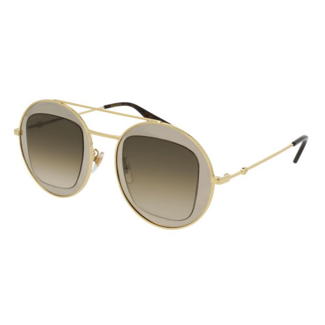Gucci Women's Sunglasses Oversized Round Gold GG0105S-002 47-GR8 Sunglasses