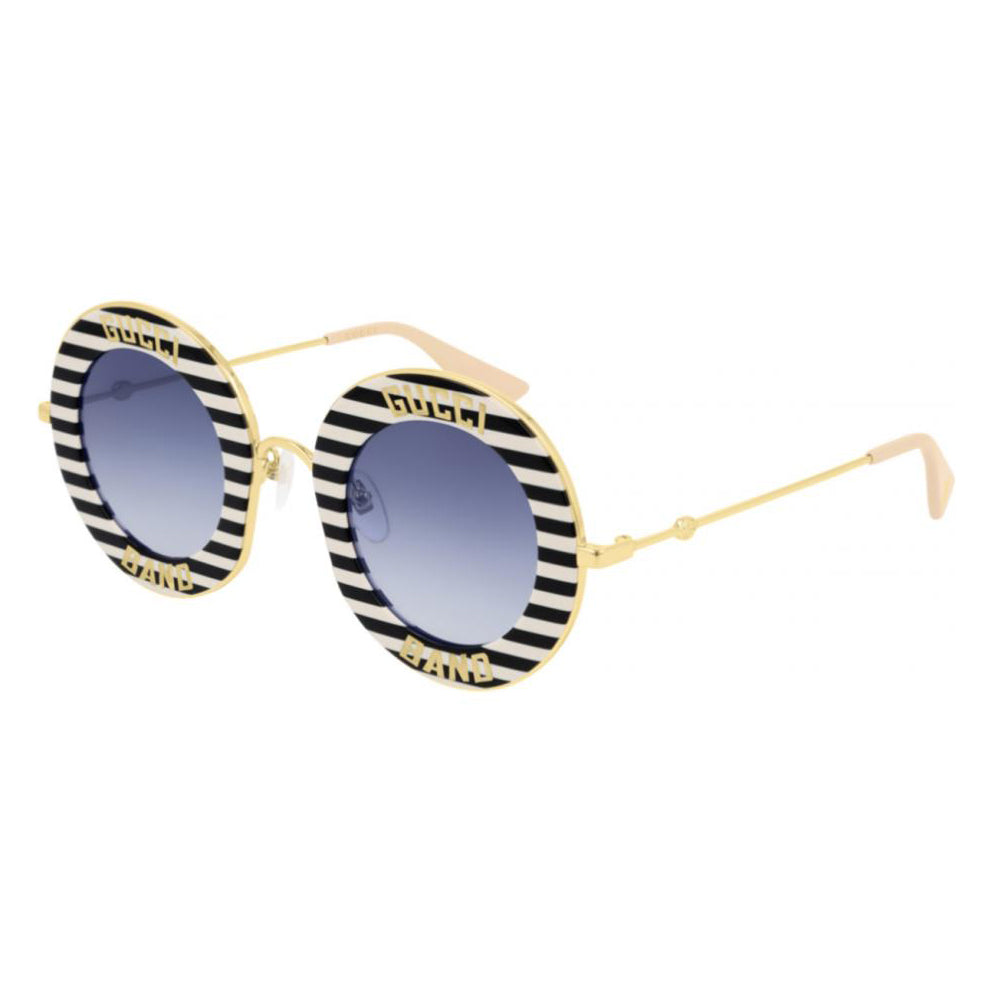 Gucci Women's Sunglasses Oversized Round Gold Band GG0113S-008 44-GR8 Sunglasses