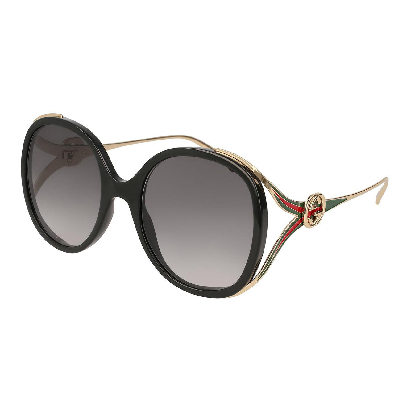 Gucci Women's Sunglasses Oversized Round Black/Gold GG0226S-001 56-GR8 Sunglasses