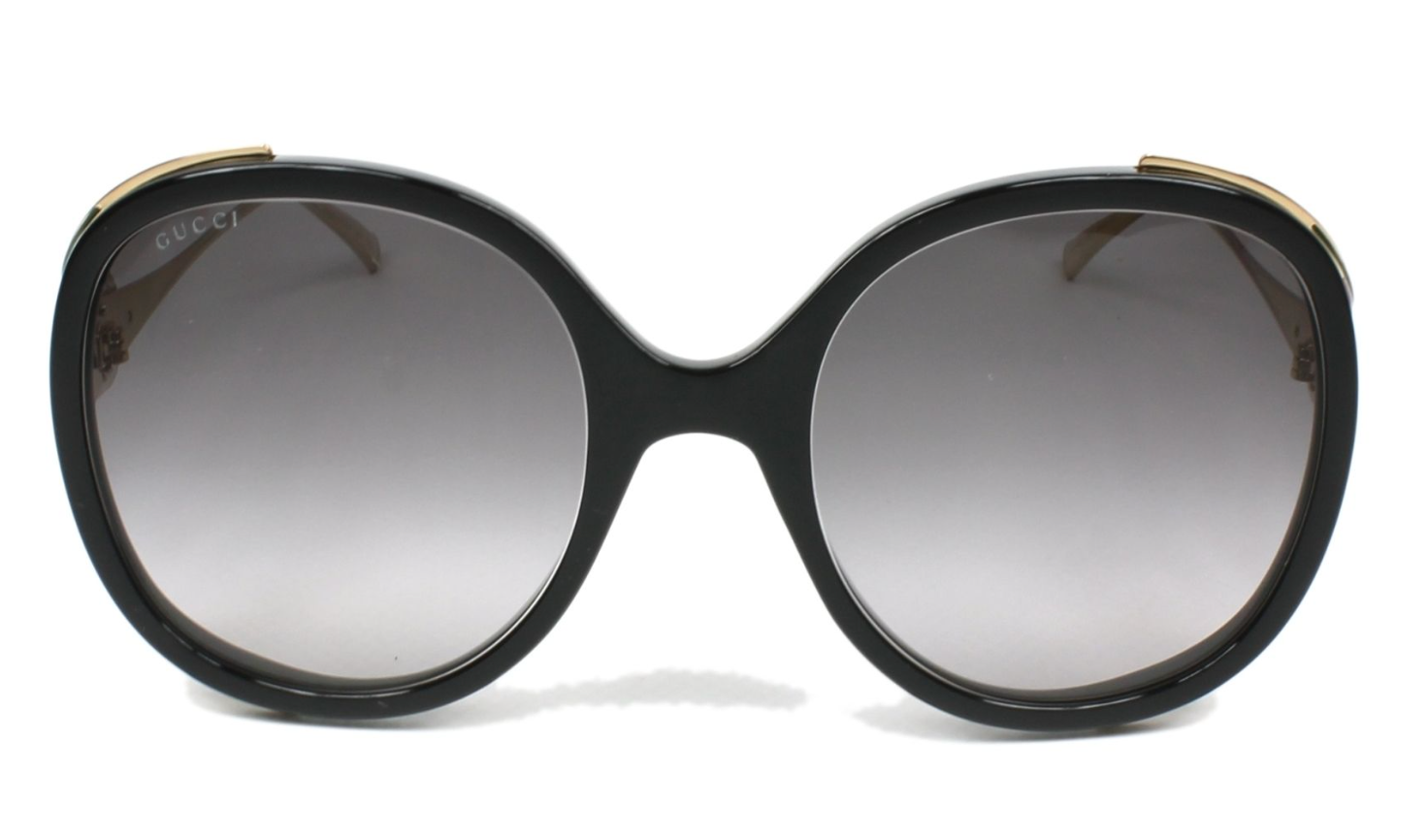 Gucci Women's Sunglasses Oversized Round Black/Gold GG0226S-001 56-GR8 Sunglasses