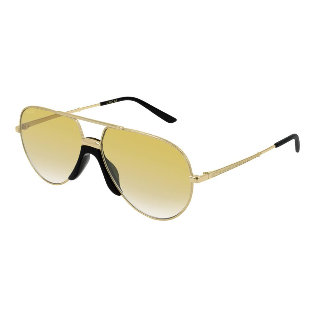 Gucci Unisex Sunglasses Oversized Pilot Yellow Gold GG0432S-003 60-GR8 Sunglasses