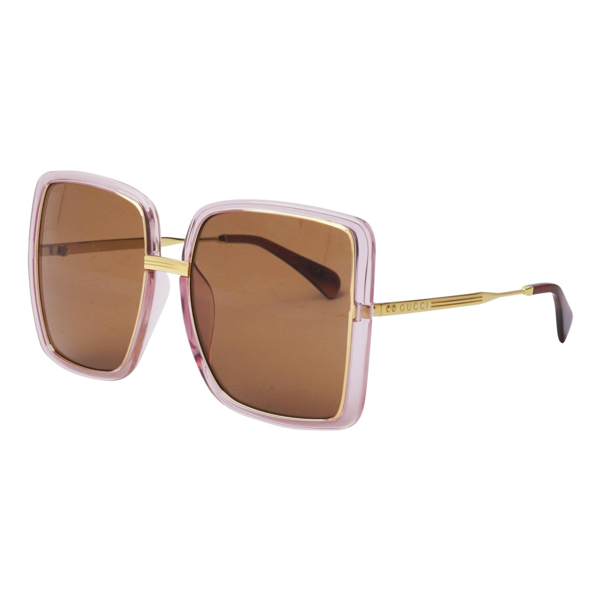 Gucci Women's Sunglasses Oversized Square Gold Pink GG0903S-002 60-GR8 Sunglasses