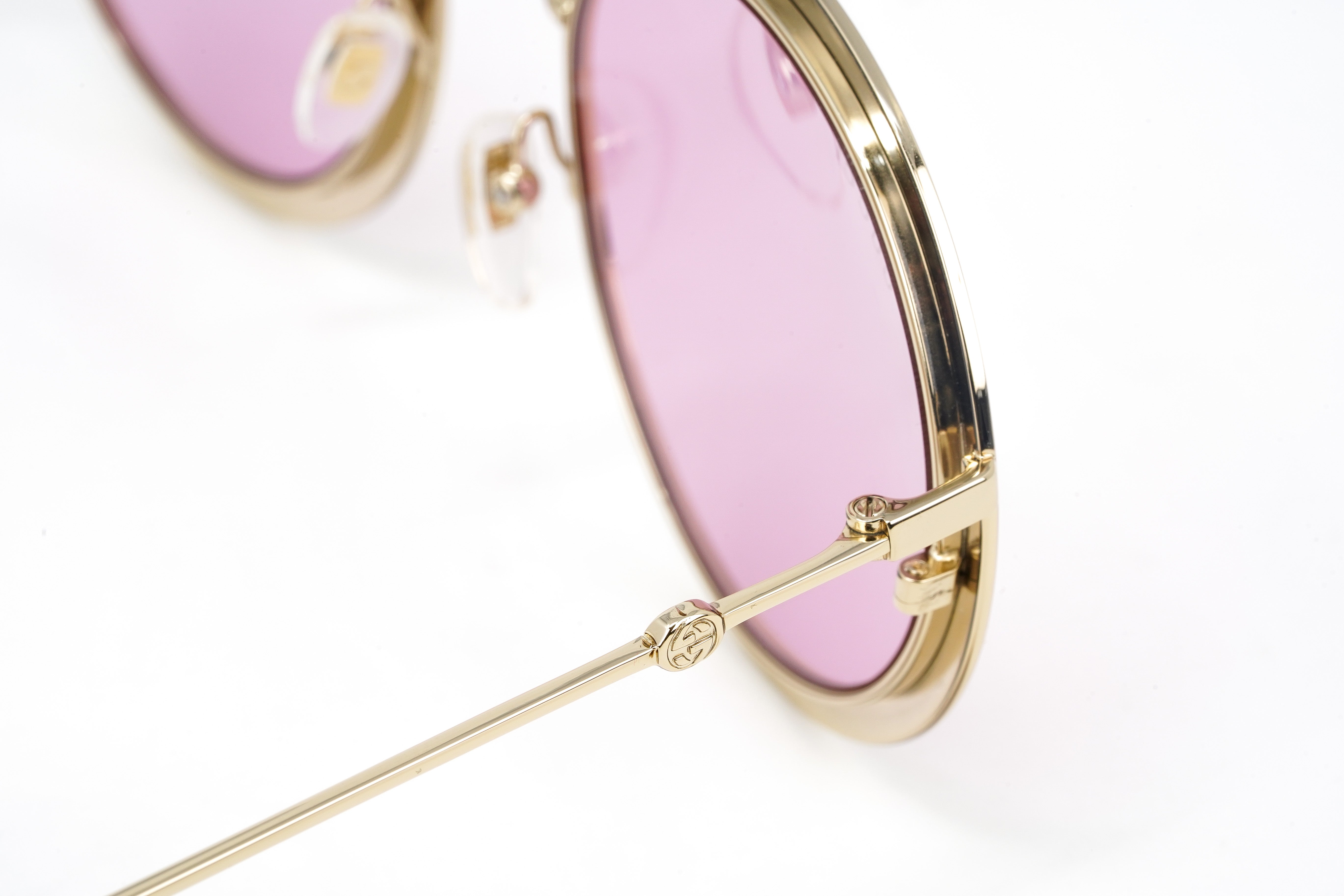 Gucci Women's Sunglasses Round Pilot Pink GG0061S LEATHER-001 54-GR8 Sunglasses