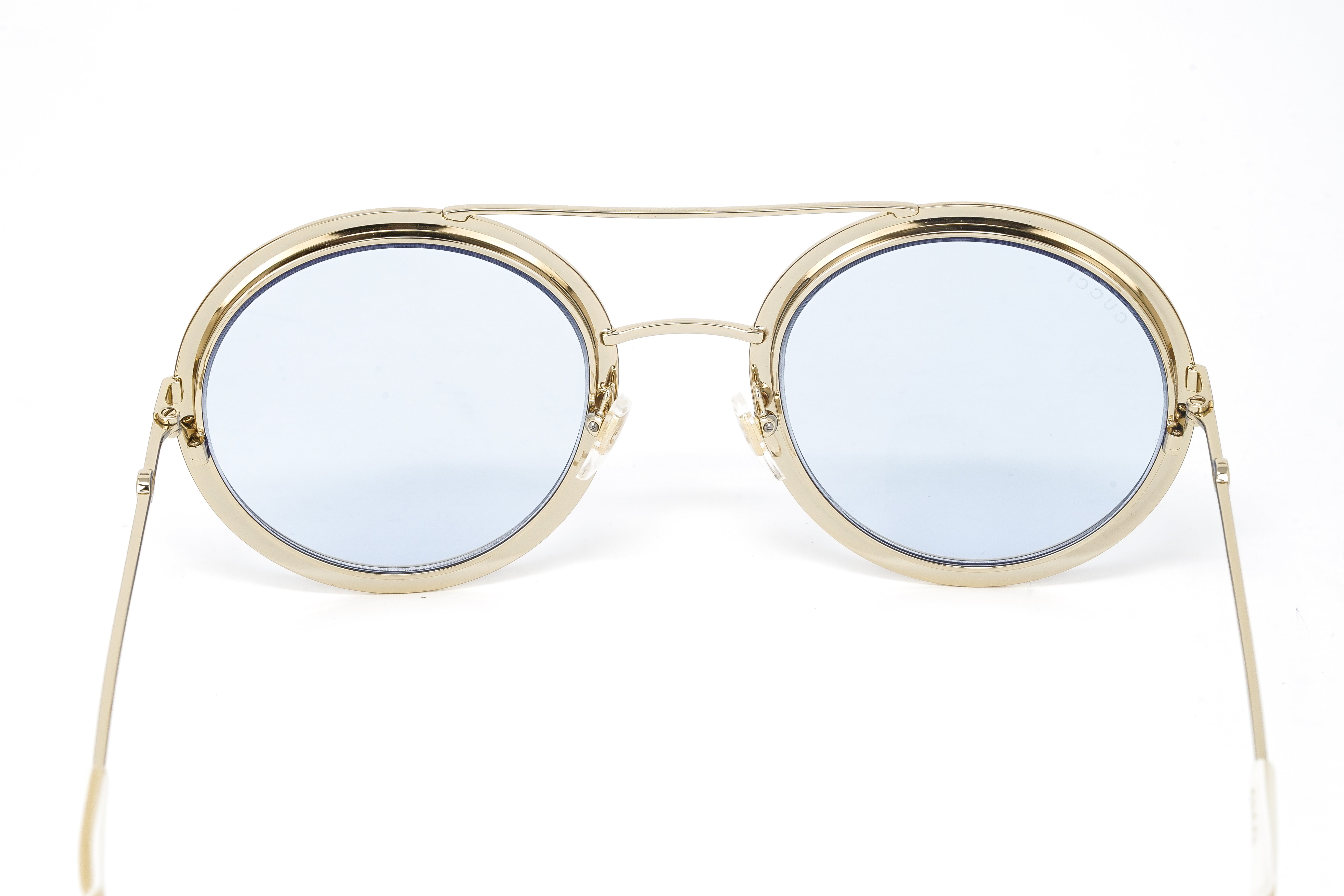 Gucci Women's Sunglasses Round Pilot Blue GG0061S LEATHER-002 54-GR8 Sunglasses