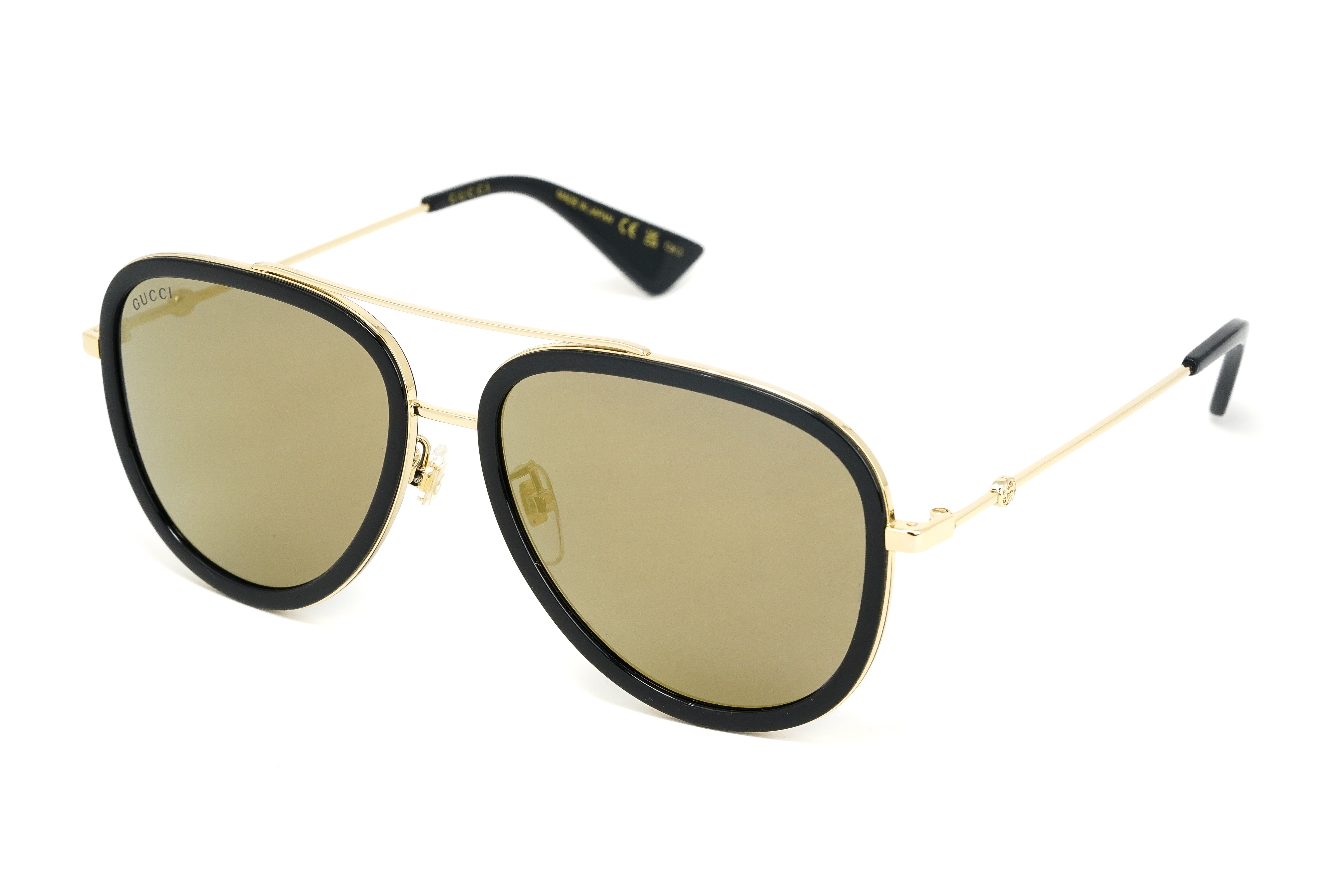 Gucci Women's Sunglasses Oversized Pilot Black/Gold GG0062S-001 57-GR8 Sunglasses