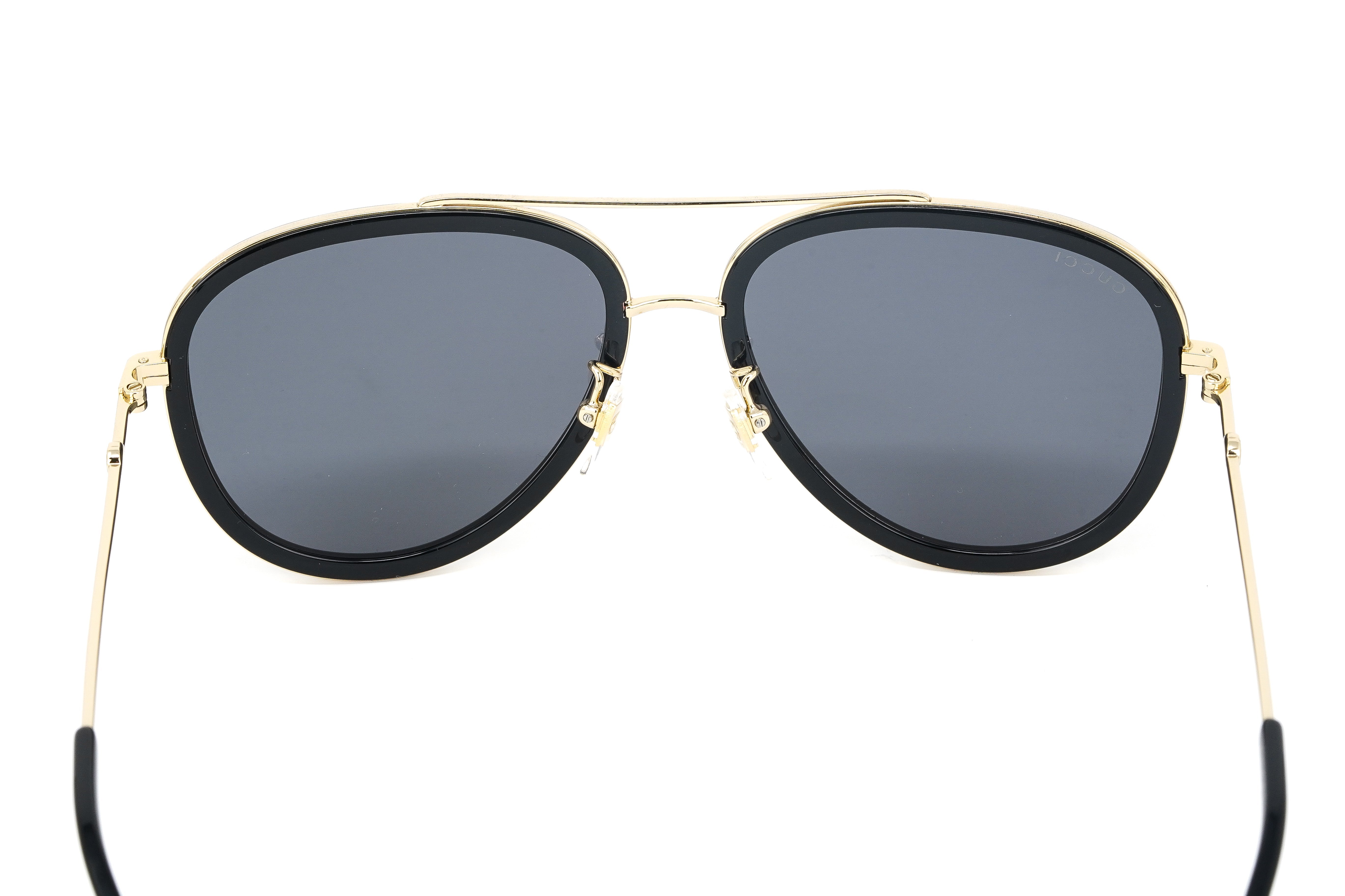 Gucci Women's Sunglasses Oversized Pilot Black/Gold GG0062S-001 57-GR8 Sunglasses