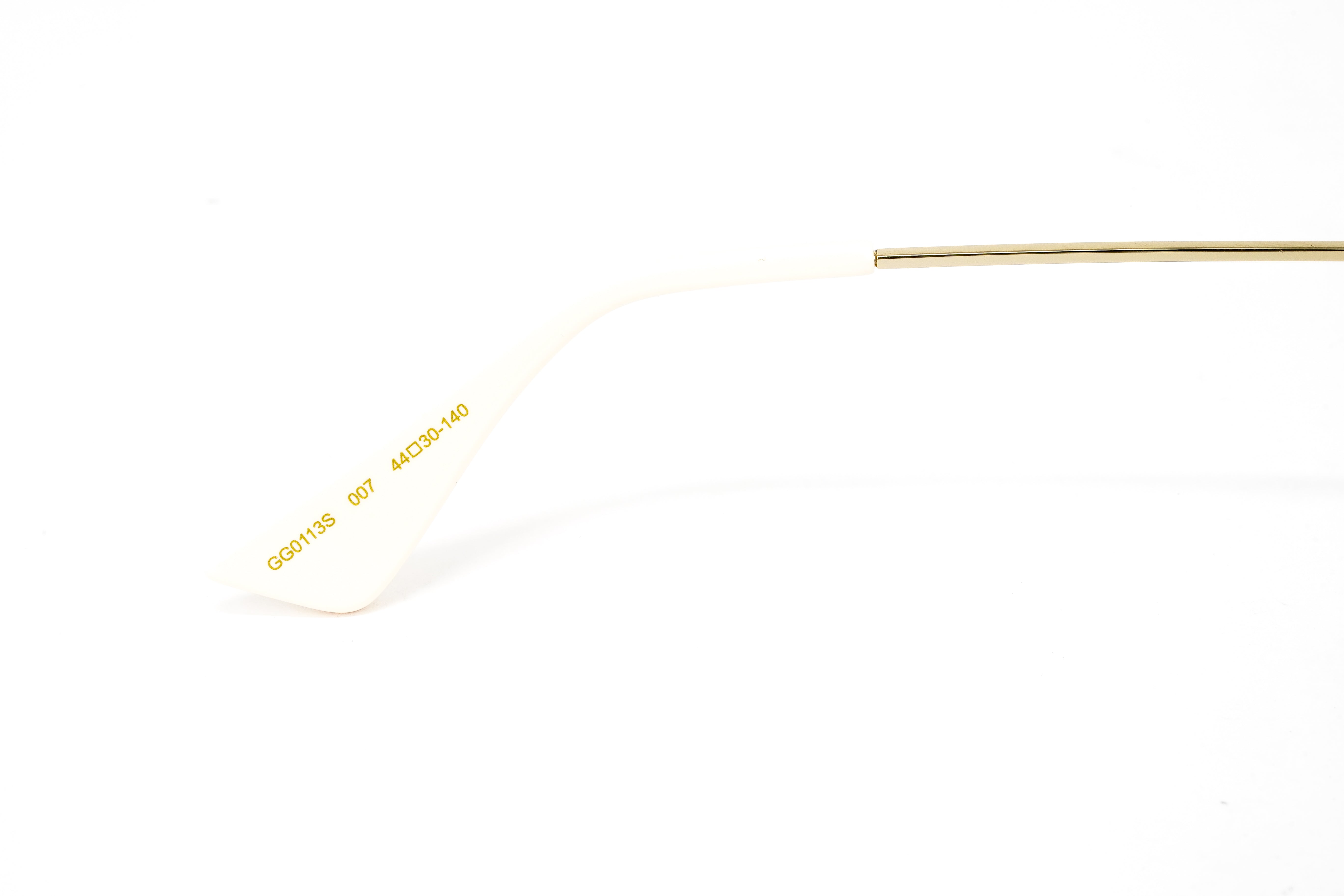 Gucci Women's Sunglasses Oversized Round Gold Maison de l'Amour GG0113S-007 44-GR8 Sunglasses