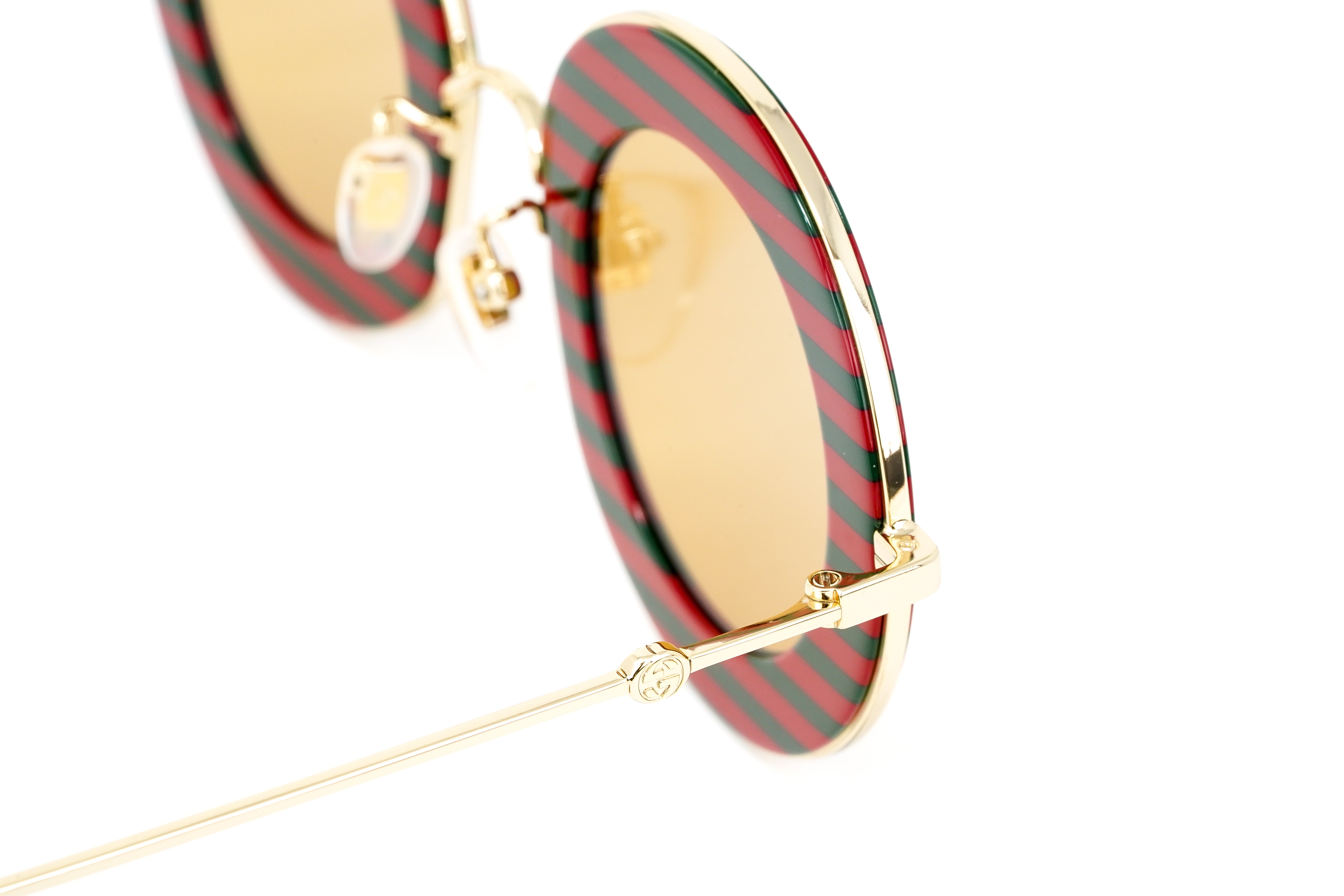 Gucci Women's Sunglasses Oversized Round Gold Maison de l'Amour GG0113S-007 44-GR8 Sunglasses