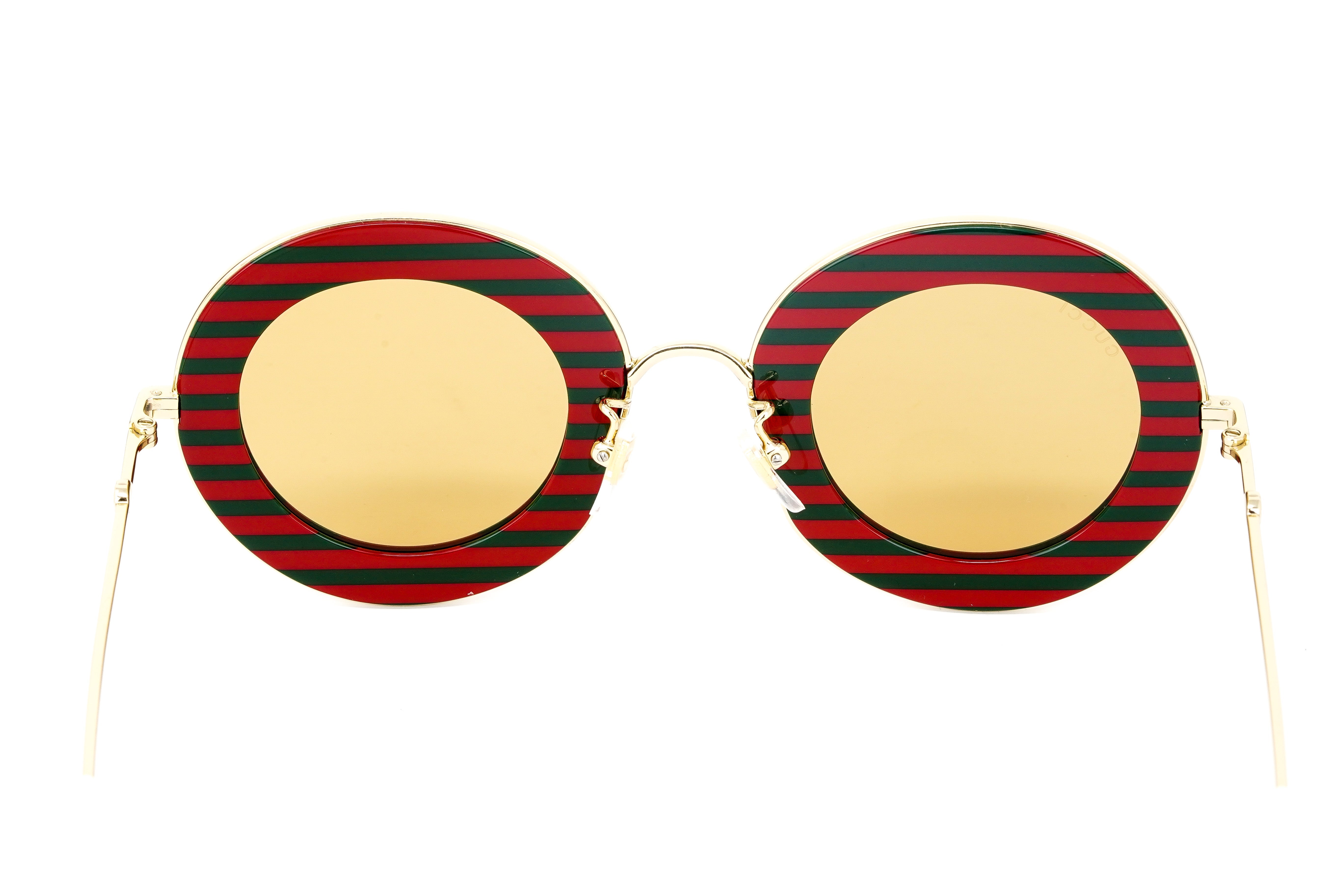 Gucci Women's Sunglasses Oversized Round Gold Maison de l'Amour GG0113S-007 44-GR8 Sunglasses
