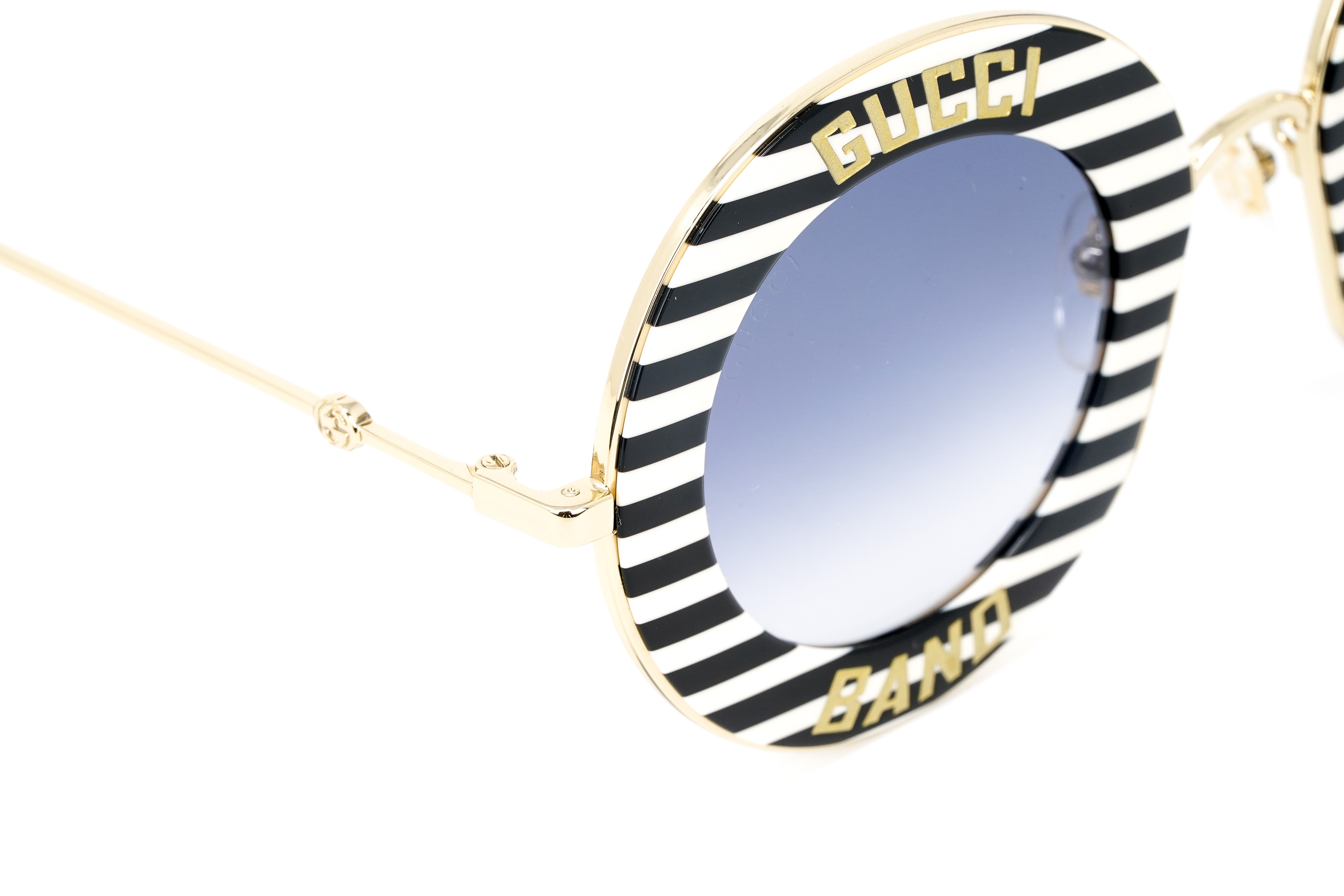 Gucci Women's Sunglasses Oversized Round Gold Band GG0113S-008 44-GR8 Sunglasses
