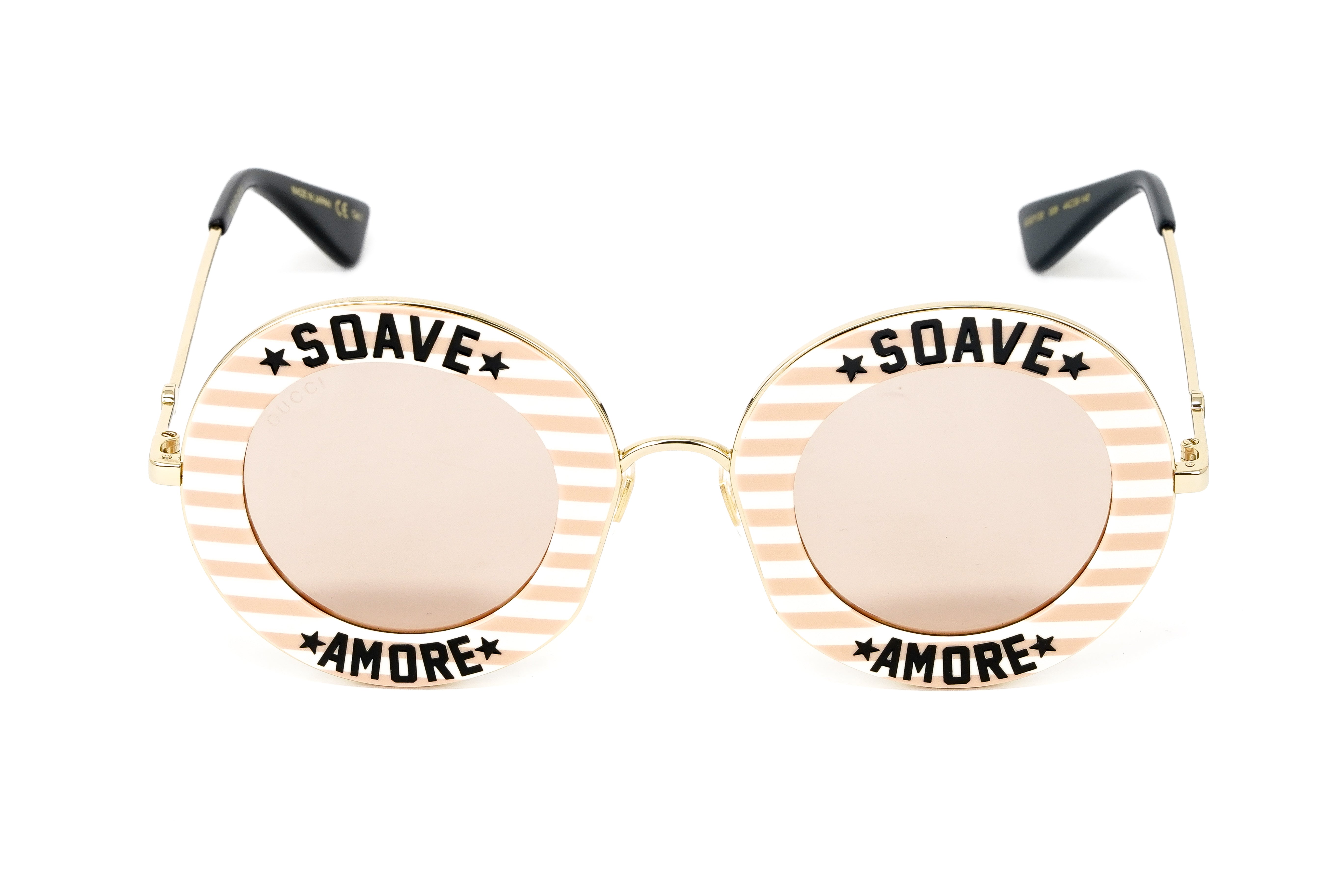 Gucci Women's Sunglasses Oversized Round Gold Soave Amore GG0113S-009 44-GR8 Sunglasses